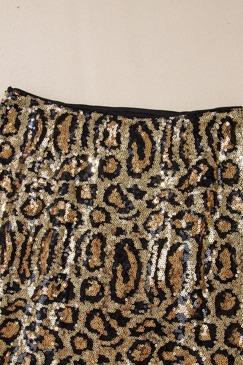 Blue Zone Planet | Brown Sequined Leopard Print Disco Mini Skirt-TOPS / DRESSES-[Adult]-[Female]-2022 Online Blue Zone Planet