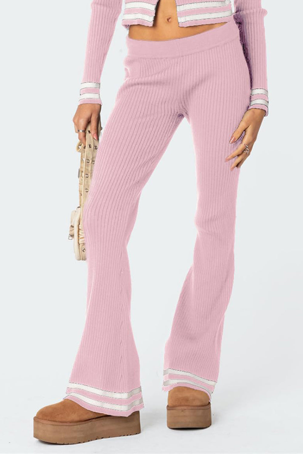 Zip Up Long Sleeve Top and Pants Set-BOTTOMS SIZES SMALL MEDIUM LARGE-[Adult]-[Female]-Blush Pink-S-2022 Online Blue Zone Planet