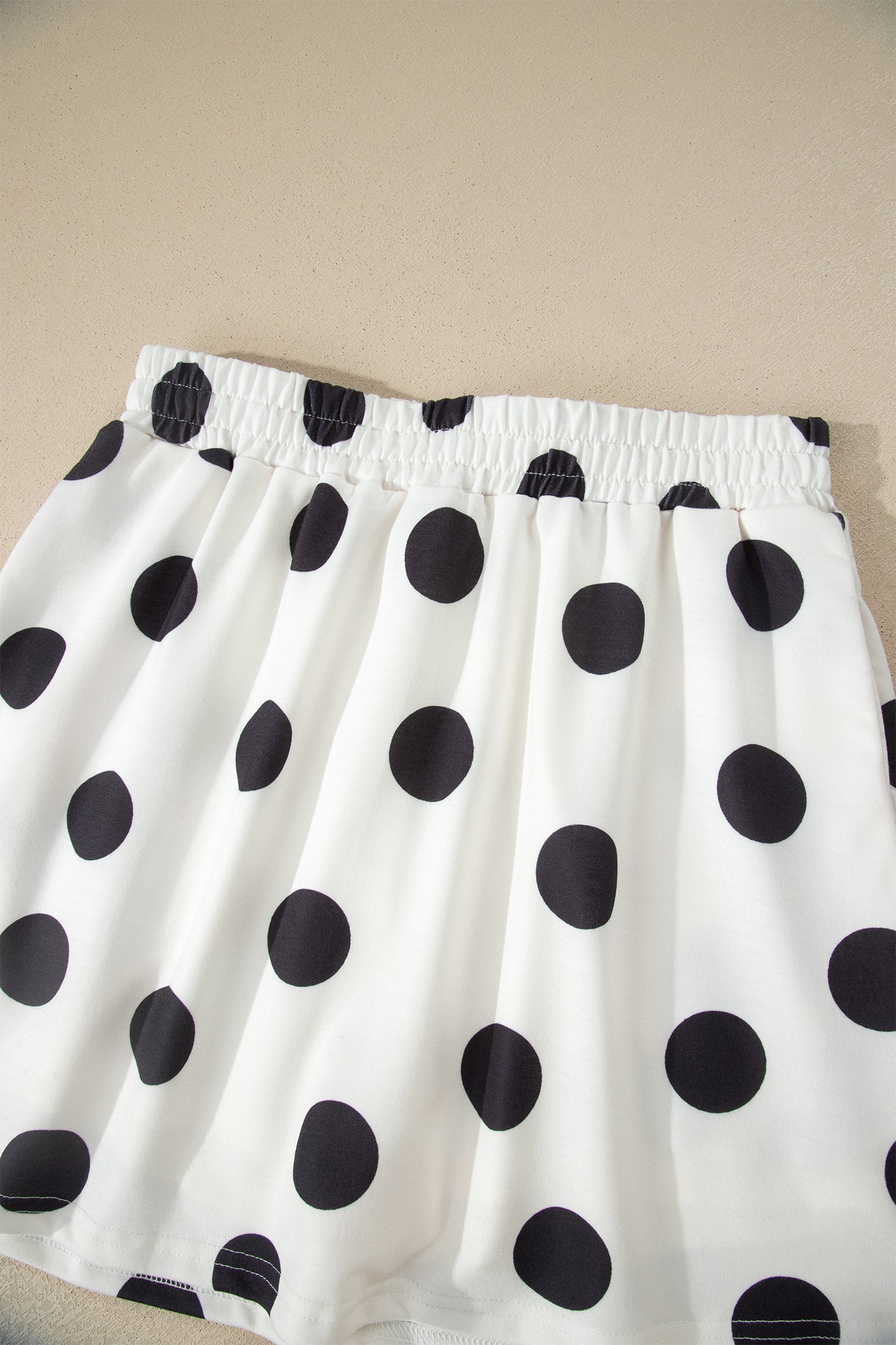 White Polka Dot Short Sleeve Top Casual Skort 2pcs Outfit-Two Piece Sets/Two Piece Dresses-[Adult]-[Female]-2022 Online Blue Zone Planet