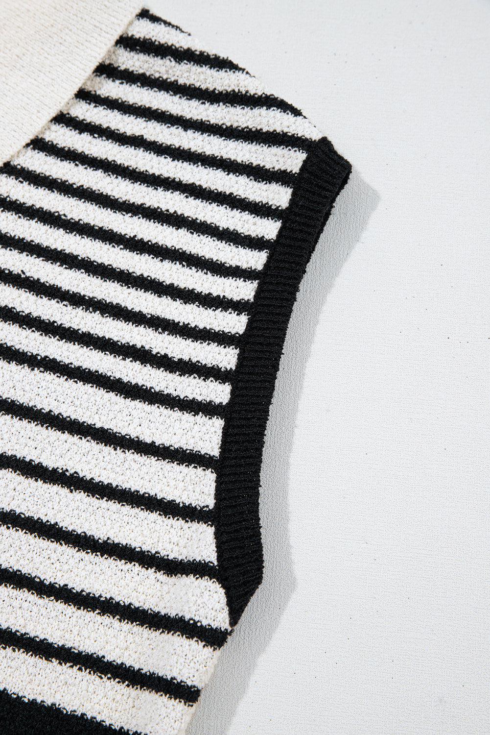 Black Mixed Striped Print Half Placket Collared Cap Sleeve Bodycon Sweater Dress-TOPS / DRESSES-[Adult]-[Female]-2022 Online Blue Zone Planet