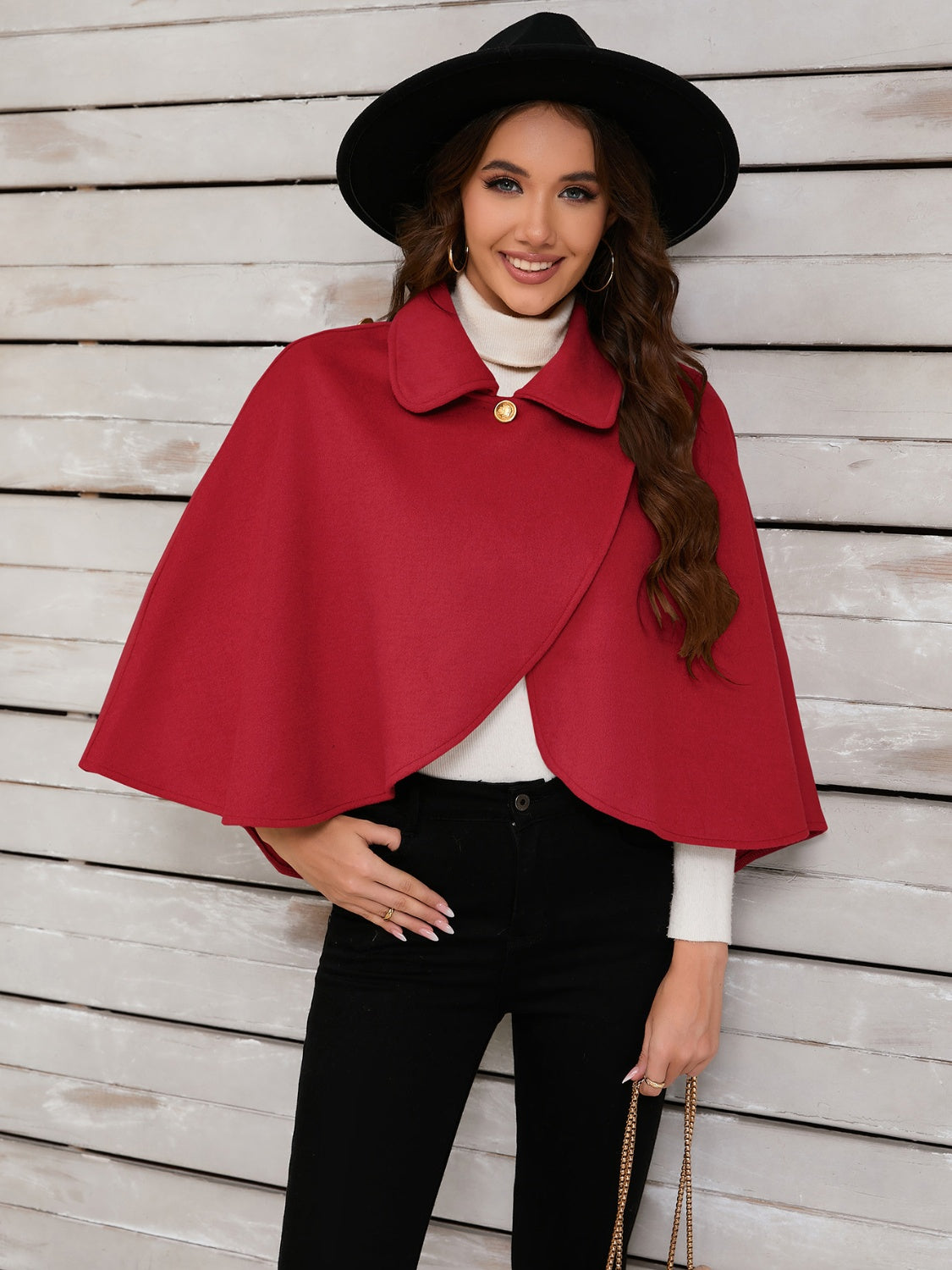 Collared Neck Cropped Cape-TOPS / DRESSES-[Adult]-[Female]-2022 Online Blue Zone Planet