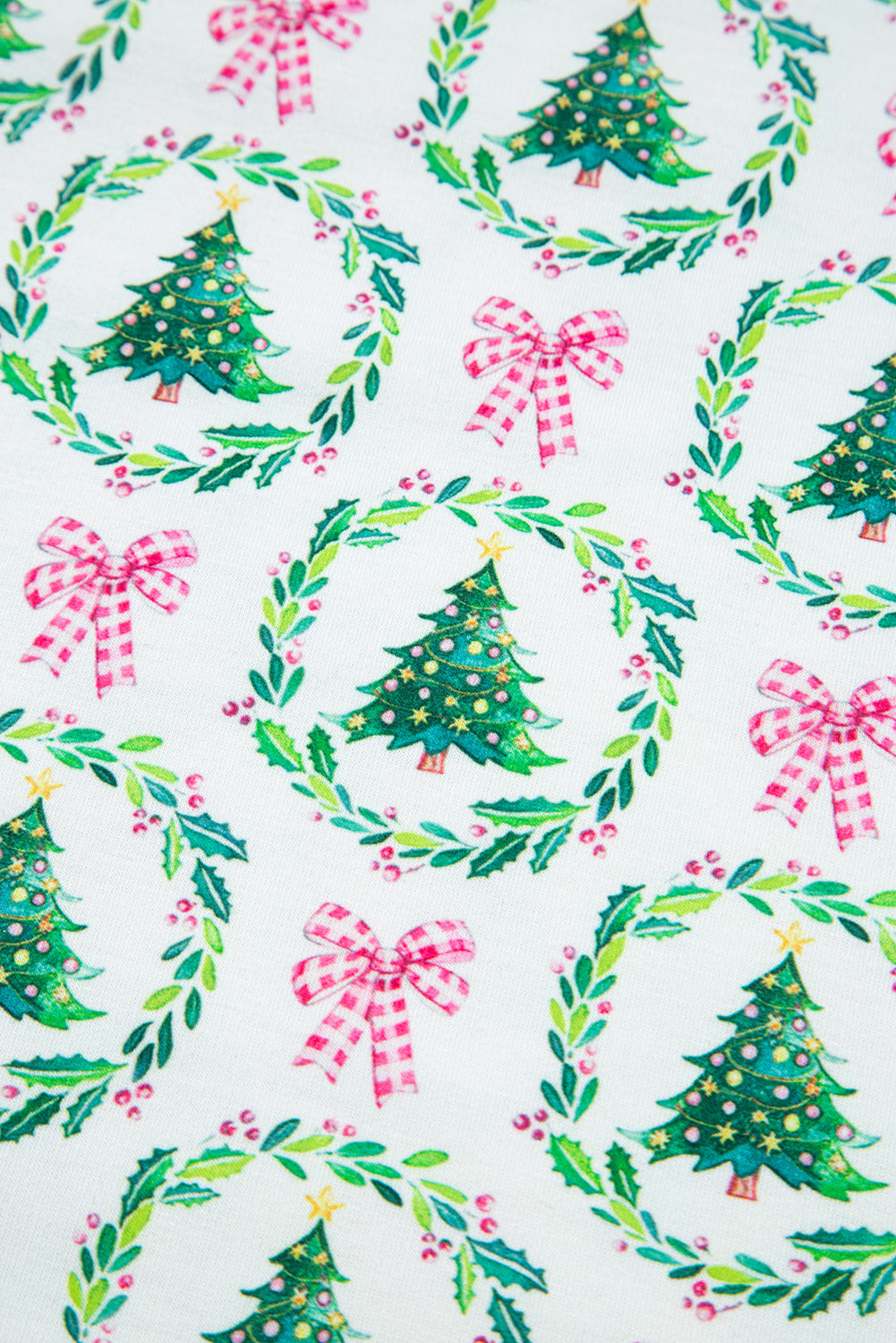 Green Bow Christmas Tree Print Contrast Striped Banding 2pcs Lounge Set-Loungewear & Sleepwear/Loungewear-[Adult]-[Female]-2022 Online Blue Zone Planet