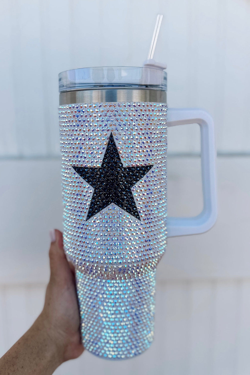 White 40oz Star Shape Full Rhinestone Stainless Portable Cup-Cups-[Adult]-[Female]-2022 Online Blue Zone Planet