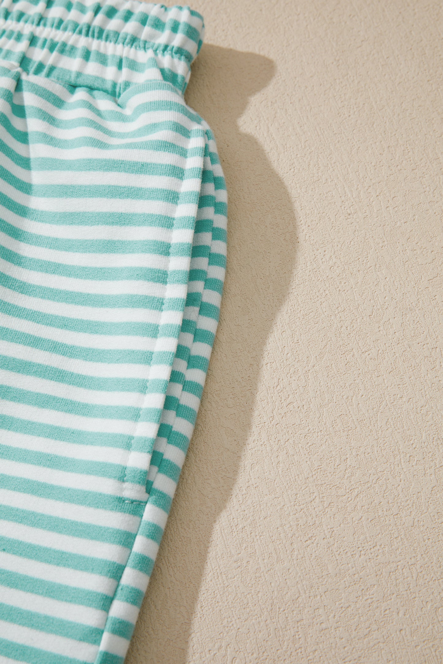 Pink Stripe Cuffed Sleeve Contrast Mock Neck Tee Casual 2pcs Short Set-Two Piece Sets/Short Sets-[Adult]-[Female]-2022 Online Blue Zone Planet