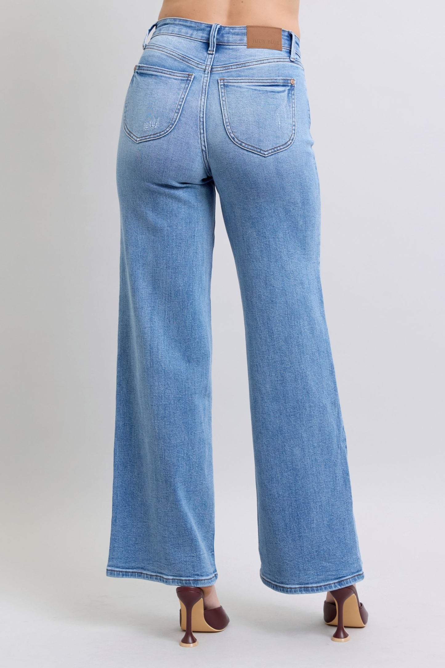 Judy Blue Full Size Wide Leg Jeans with Pockets-BOTTOM SIZES SMALL MEDIUM LARGE-[Adult]-[Female]-2022 Online Blue Zone Planet