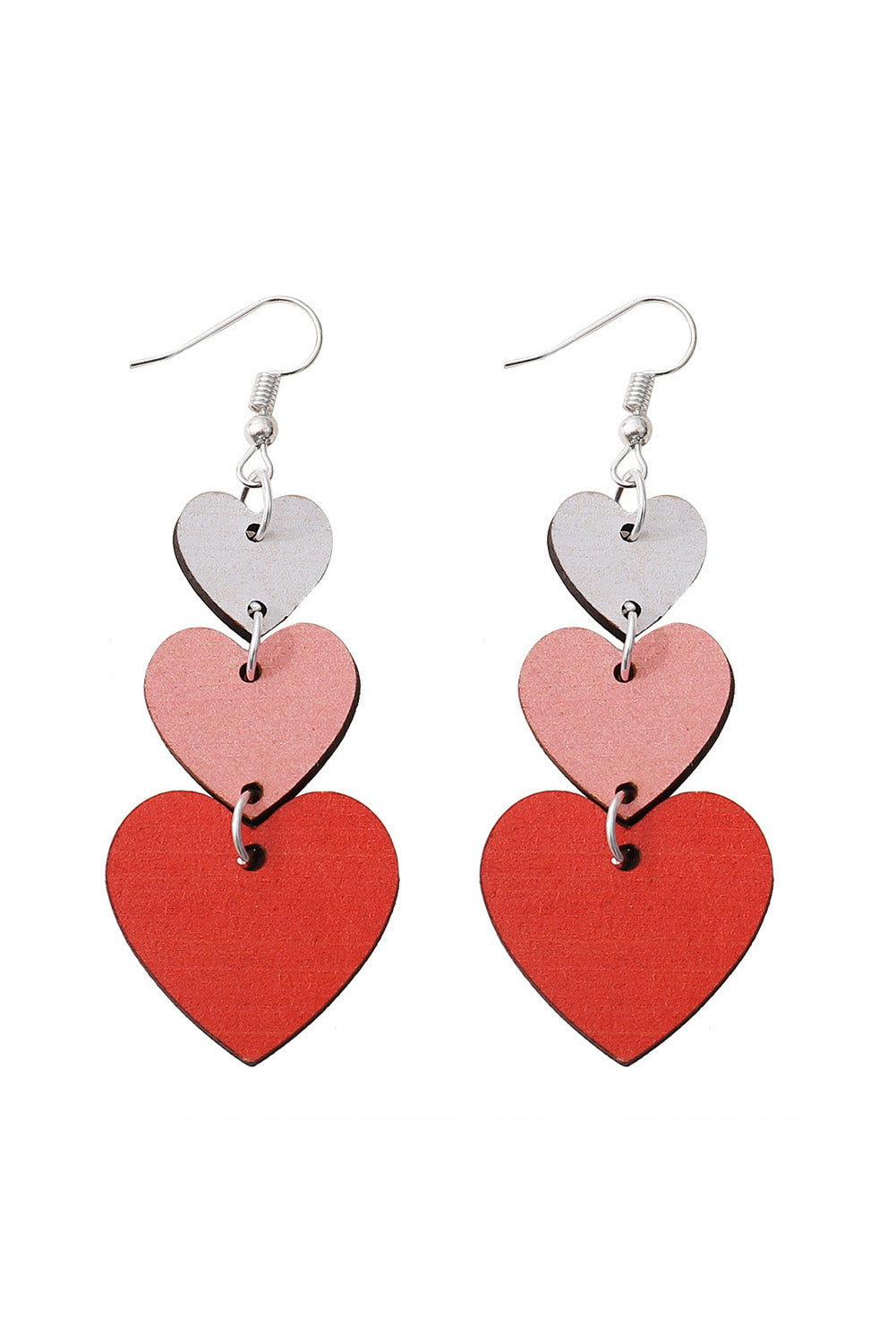 Blue Zone Planet | Red Valentines Day Heart Shaped Tiered Dangle Earring-Earrings-[Adult]-[Female]-Red-ONE SIZE-2022 Online Blue Zone Planet