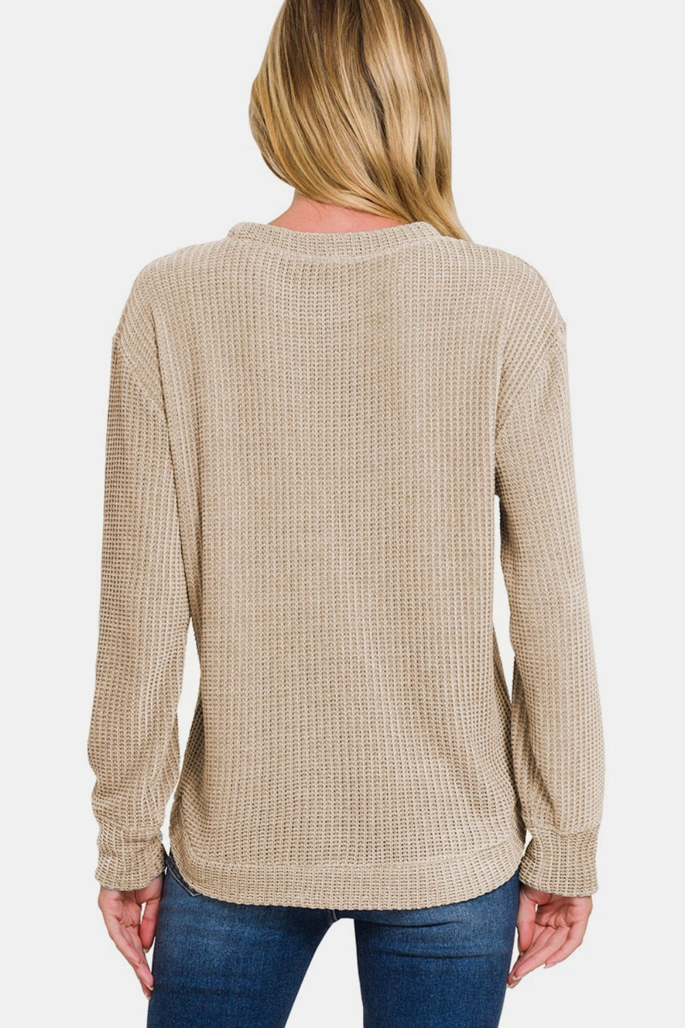 Zenana Chenille Waffle Round Neck Sweater-TOPS / DRESSES-[Adult]-[Female]-2022 Online Blue Zone Planet