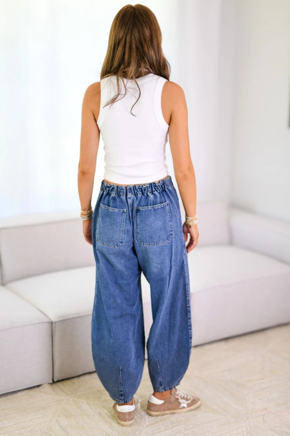 Drawstring Jeans with Pockets-BOTTOM SIZES SMALL MEDIUM LARGE-[Adult]-[Female]-2022 Online Blue Zone Planet