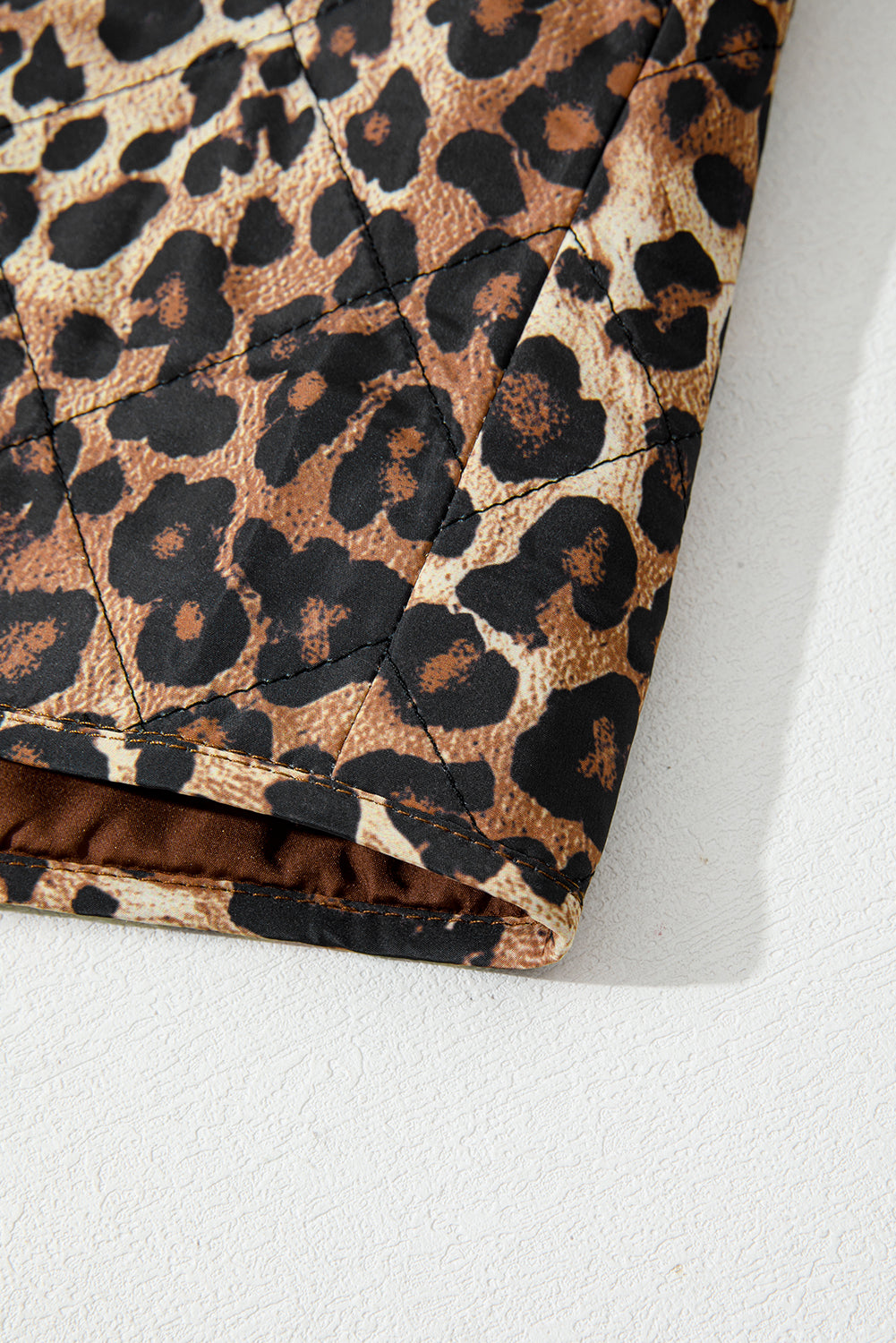Khaki Leopard Quilted Tie Front Jacket-Outerwear/Jackets-[Adult]-[Female]-2022 Online Blue Zone Planet
