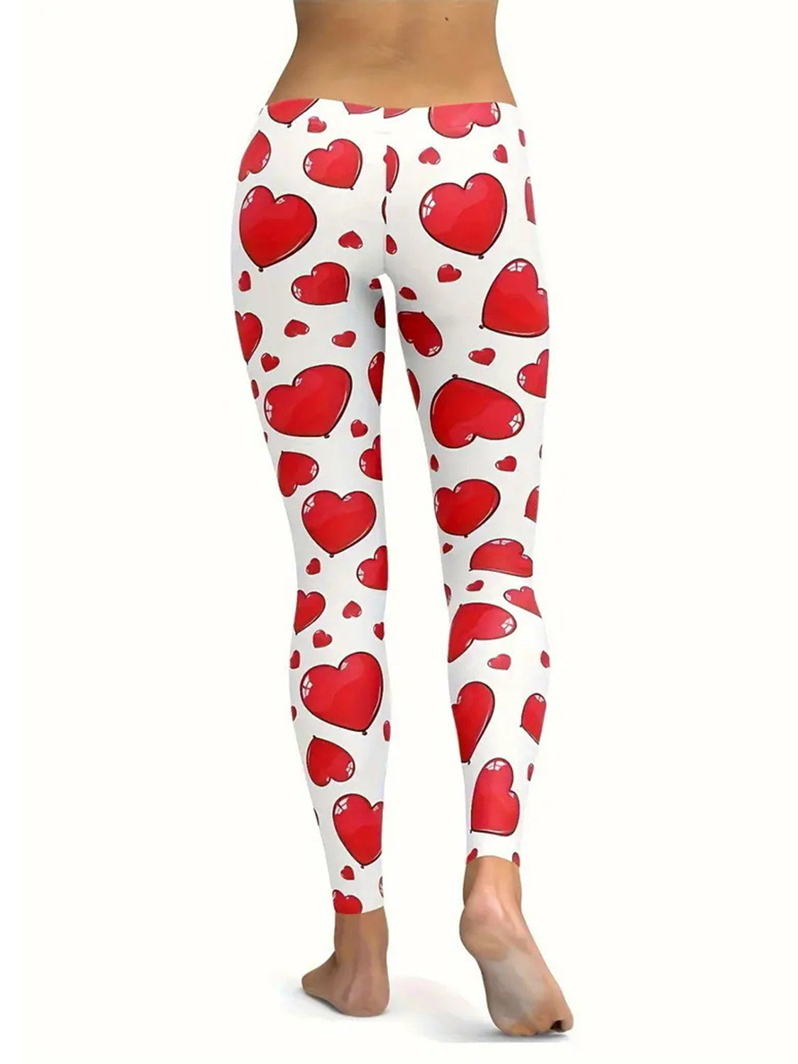 Blue Zone Planet | Heart Print Skinny Pants-BOTTOMS SIZES SMALL MEDIUM LARGE-[Adult]-[Female]-2022 Online Blue Zone Planet