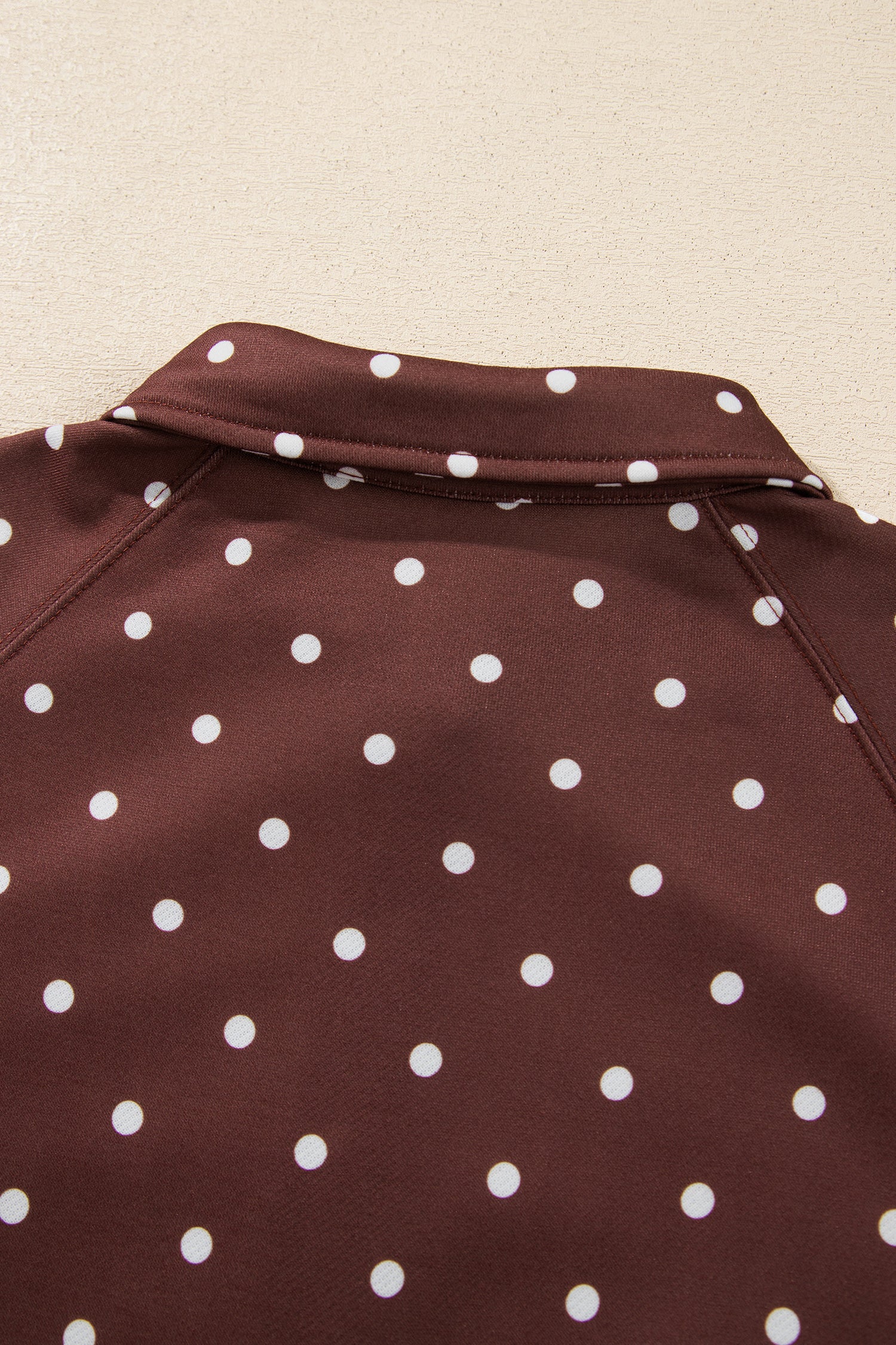Pink Polka Dot Print Metal Button Collar Casual Pullover Sweatshirt-Tops/Sweatshirts & Hoodies-[Adult]-[Female]-2022 Online Blue Zone Planet