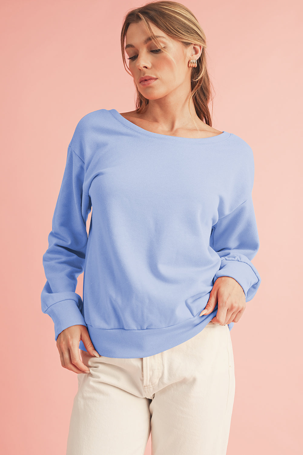 Pale Chestnut Bowknot Dewback Round Neck Sweatshirt-Sweatshirts & Hoodies-[Adult]-[Female]-2022 Online Blue Zone Planet