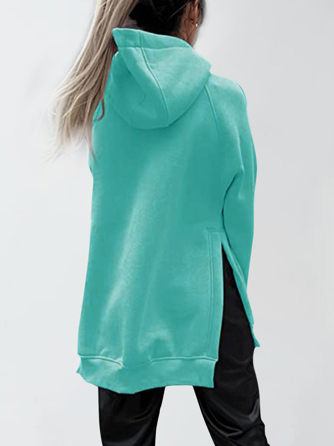 Slit Pocketed Raglan Sleeve Hoodie-HOODIES-[Adult]-[Female]-2022 Online Blue Zone Planet