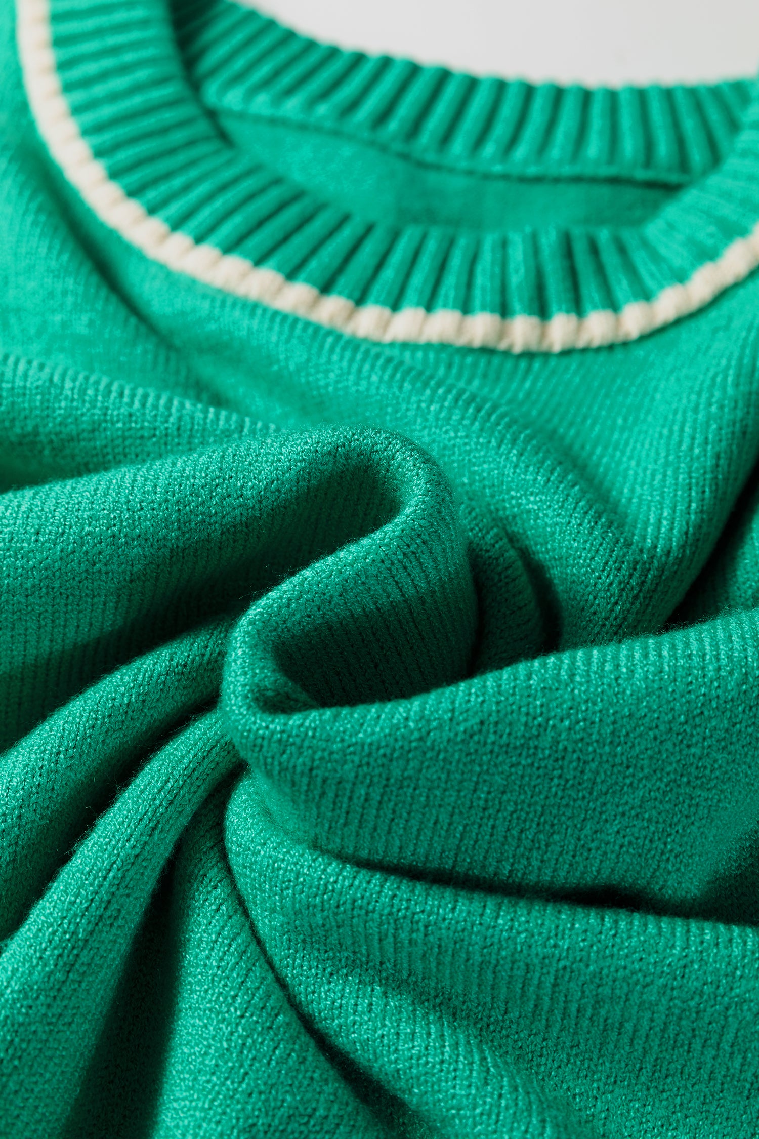 Sea Green Contrast Detail Drop Shoulder Baggy Sweater-TOPS / DRESSES-[Adult]-[Female]-2022 Online Blue Zone Planet