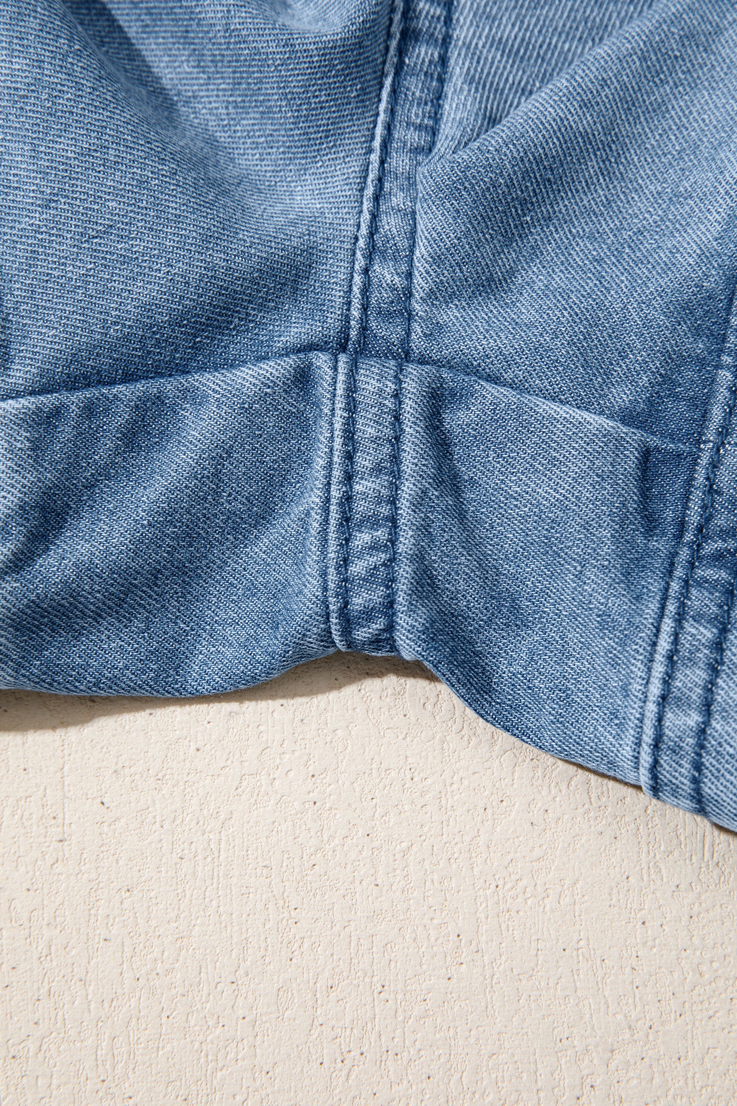 Dusk Blue Smocked Elastic Waist Denim Shorts-Bottoms/Denim Shorts-[Adult]-[Female]-2022 Online Blue Zone Planet
