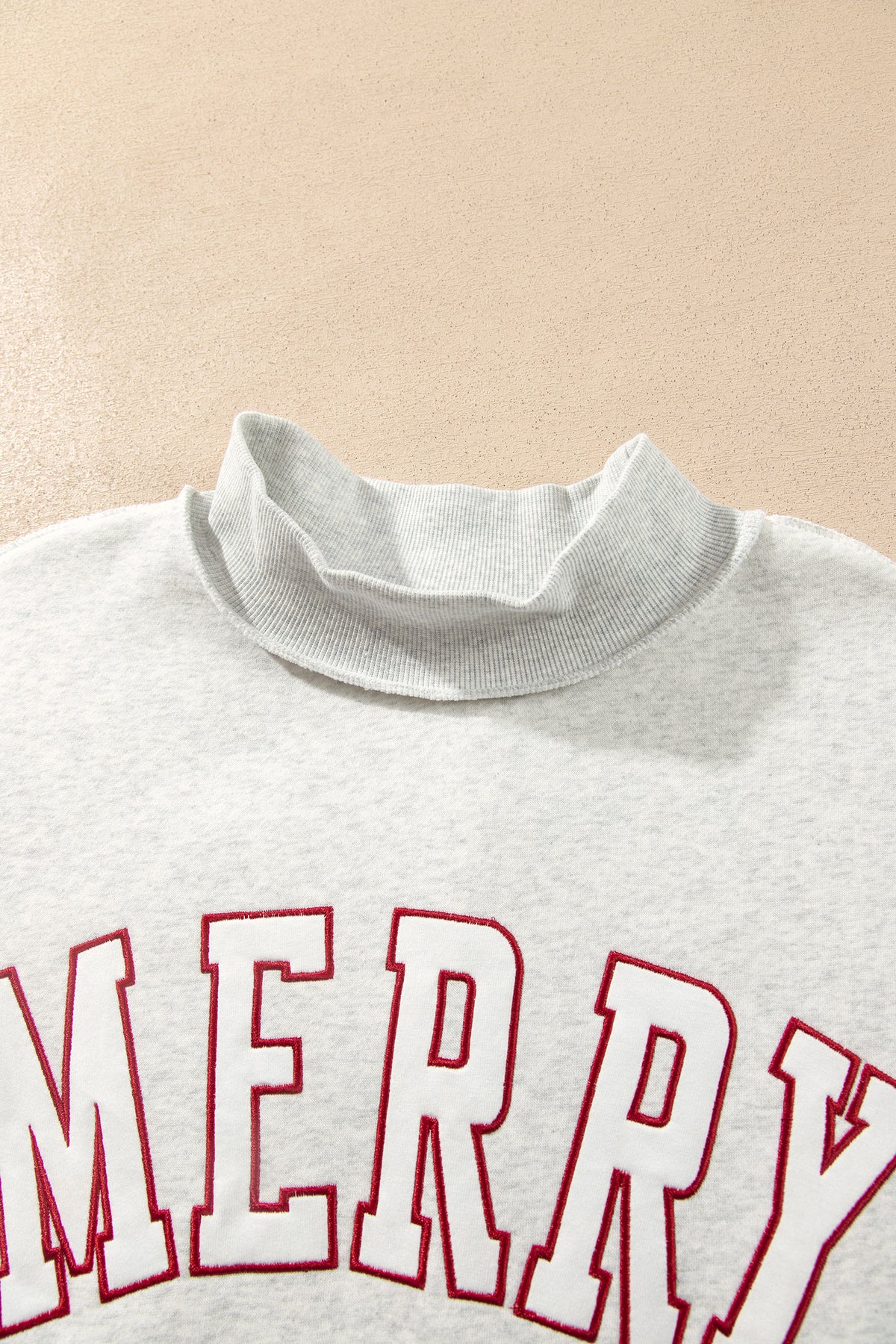 Gray MERRY Embroidered Letter High Neck Tunic Pullover Sweatshirt-Tops/Sweatshirts & Hoodies-[Adult]-[Female]-2022 Online Blue Zone Planet