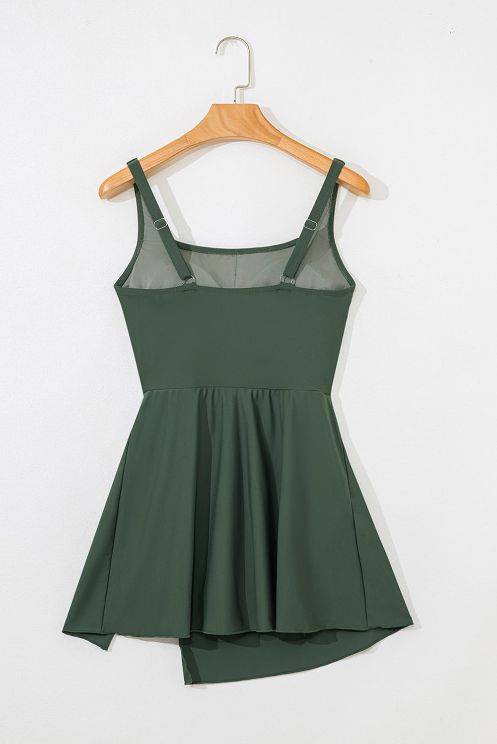 Mist Green Side Tied Waist Square Neck Adjustable Straps A-line One Piece Swim Dress-TOPS / DRESSES-[Adult]-[Female]-2022 Online Blue Zone Planet