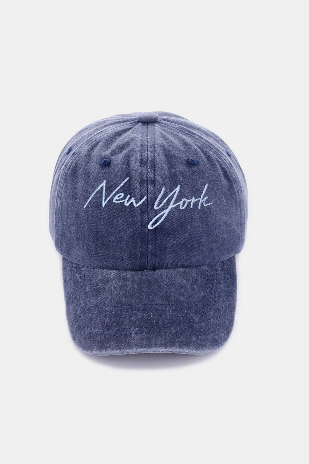 Blue Zone Planet | Zenana Washed Embroidered City Baseball Cap-HATS-[Adult]-[Female]-New York Navy-One Size-2022 Online Blue Zone Planet