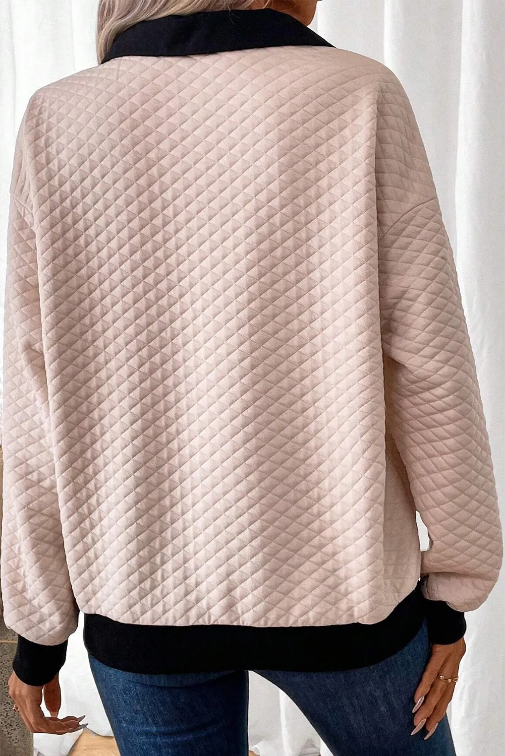Blue Zone Planet | Textured Collared Neck Long Sleeve Top-TOPS / DRESSES-[Adult]-[Female]-2022 Online Blue Zone Planet
