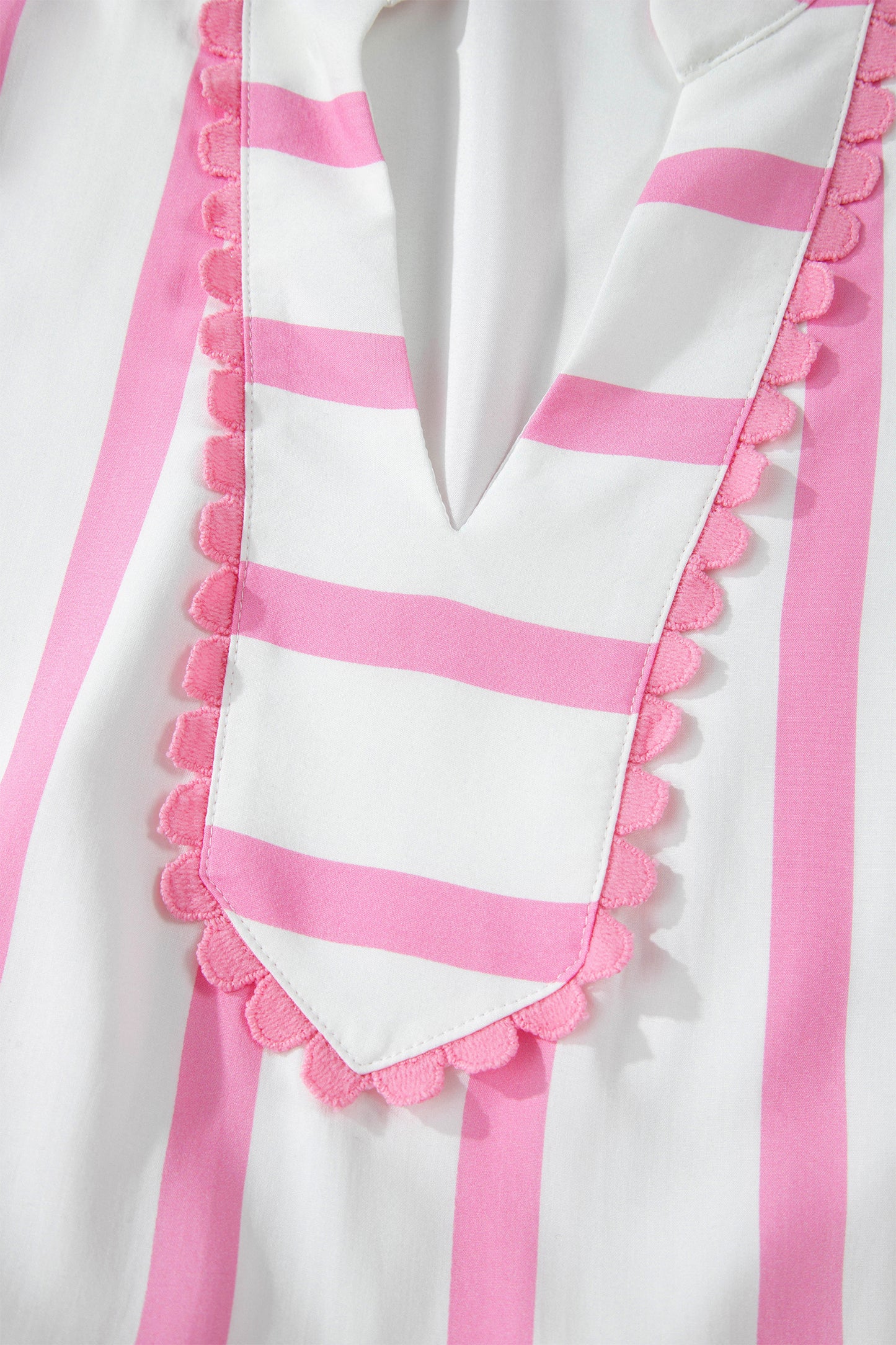 Pink Stripe Plus Size V Neck Short Puff Sleeve Tiered Maxi Dress-TOPS / DRESSES-[Adult]-[Female]-2022 Online Blue Zone Planet