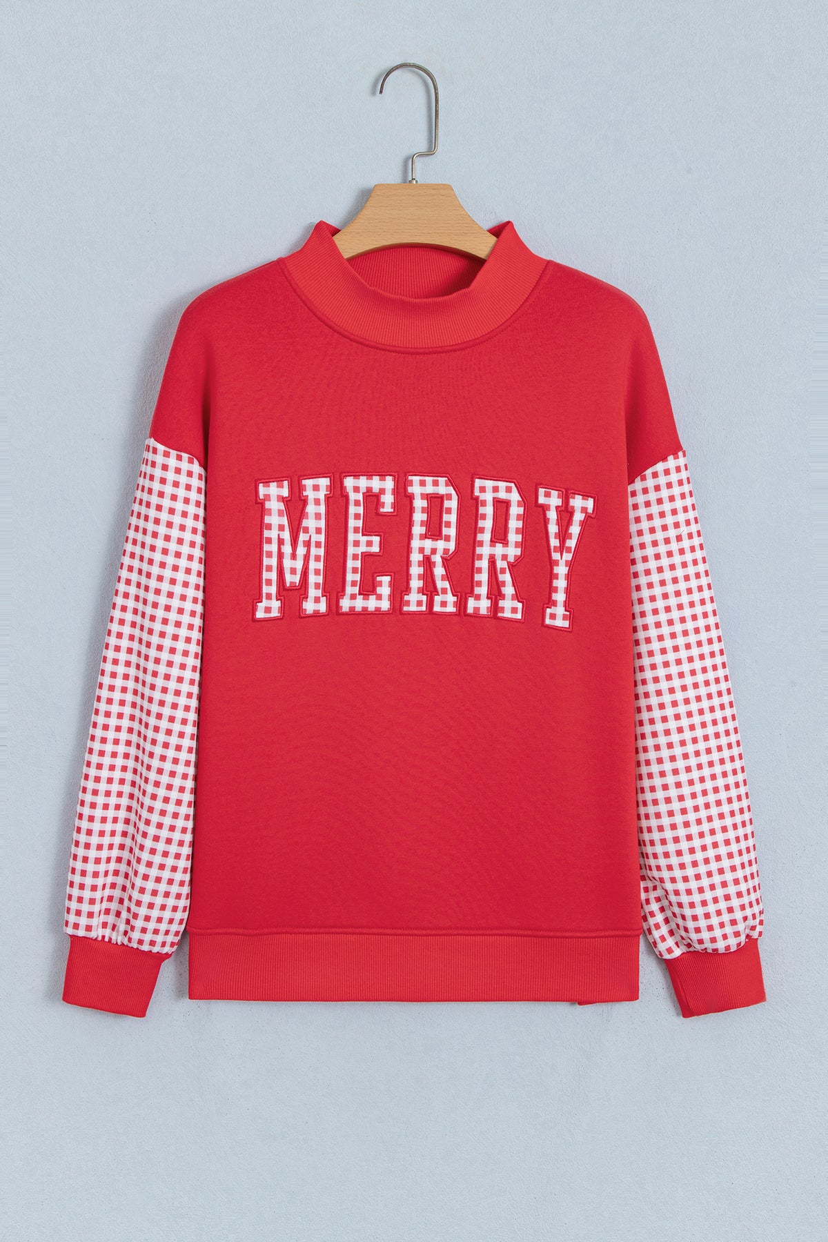 Fiery Red Gingham Plaid Oversized Pullover Sweatshirt-Tops/Sweatshirts & Hoodies-[Adult]-[Female]-2022 Online Blue Zone Planet