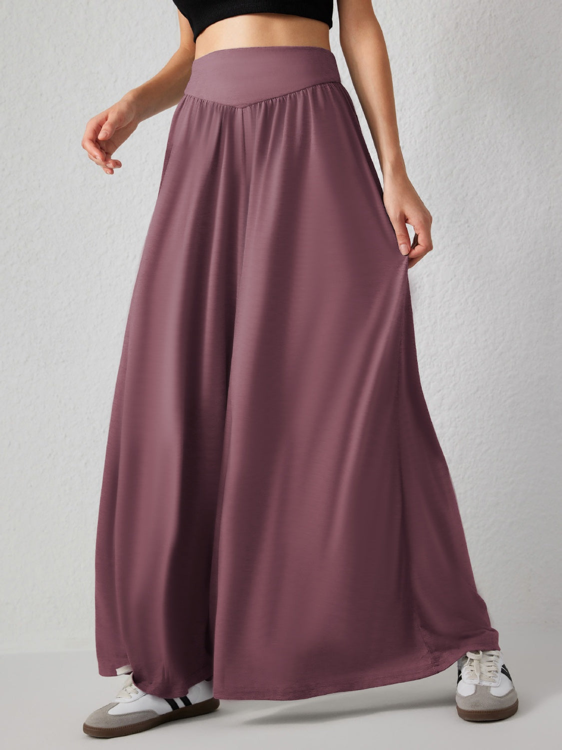 High Waist Wide Leg Pants-BOTTOMS SIZES SMALL MEDIUM LARGE-[Adult]-[Female]-Moonlit Mauve-S-2022 Online Blue Zone Planet