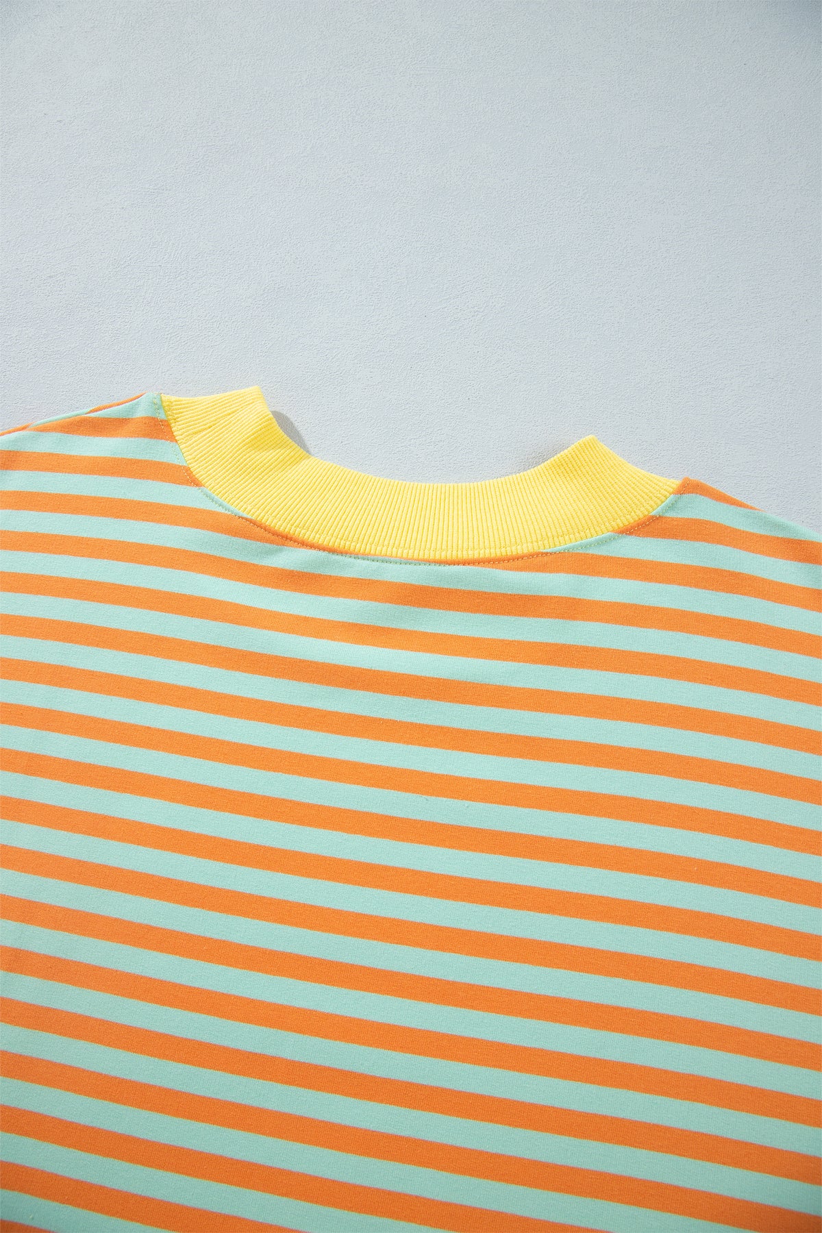 Orange Stripe High Neck Striped Colorblock Tunic Plus Size Sweatshirt-Plus Size/Plus Size Sweatshirts & Hoodies-[Adult]-[Female]-2022 Online Blue Zone Planet