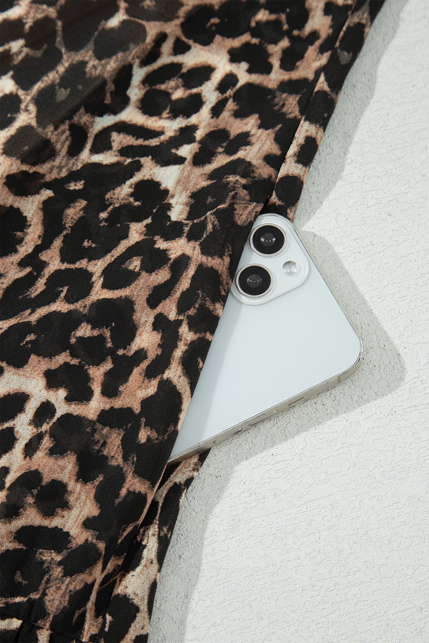 Brown Leopard Print Long Sleeve Short Shift Dress-TOPS / DRESSES-[Adult]-[Female]-2022 Online Blue Zone Planet