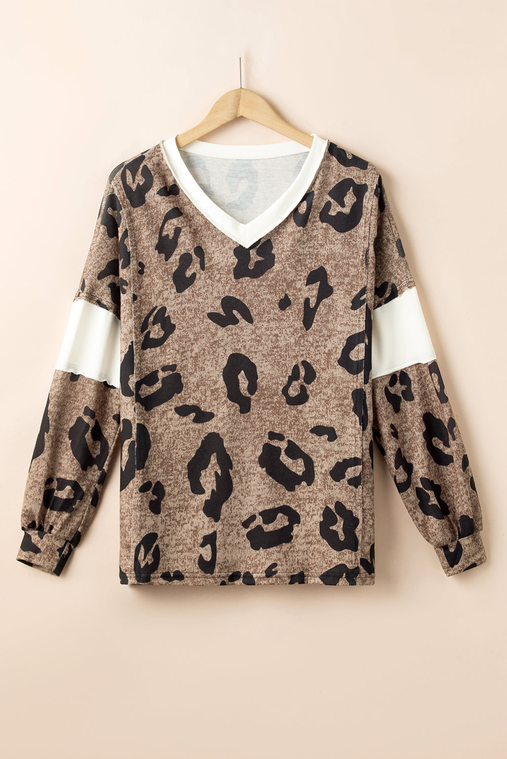 Leopard V-Neck Long Sleeve Blouse-TOPS / DRESSES-[Adult]-[Female]-2022 Online Blue Zone Planet