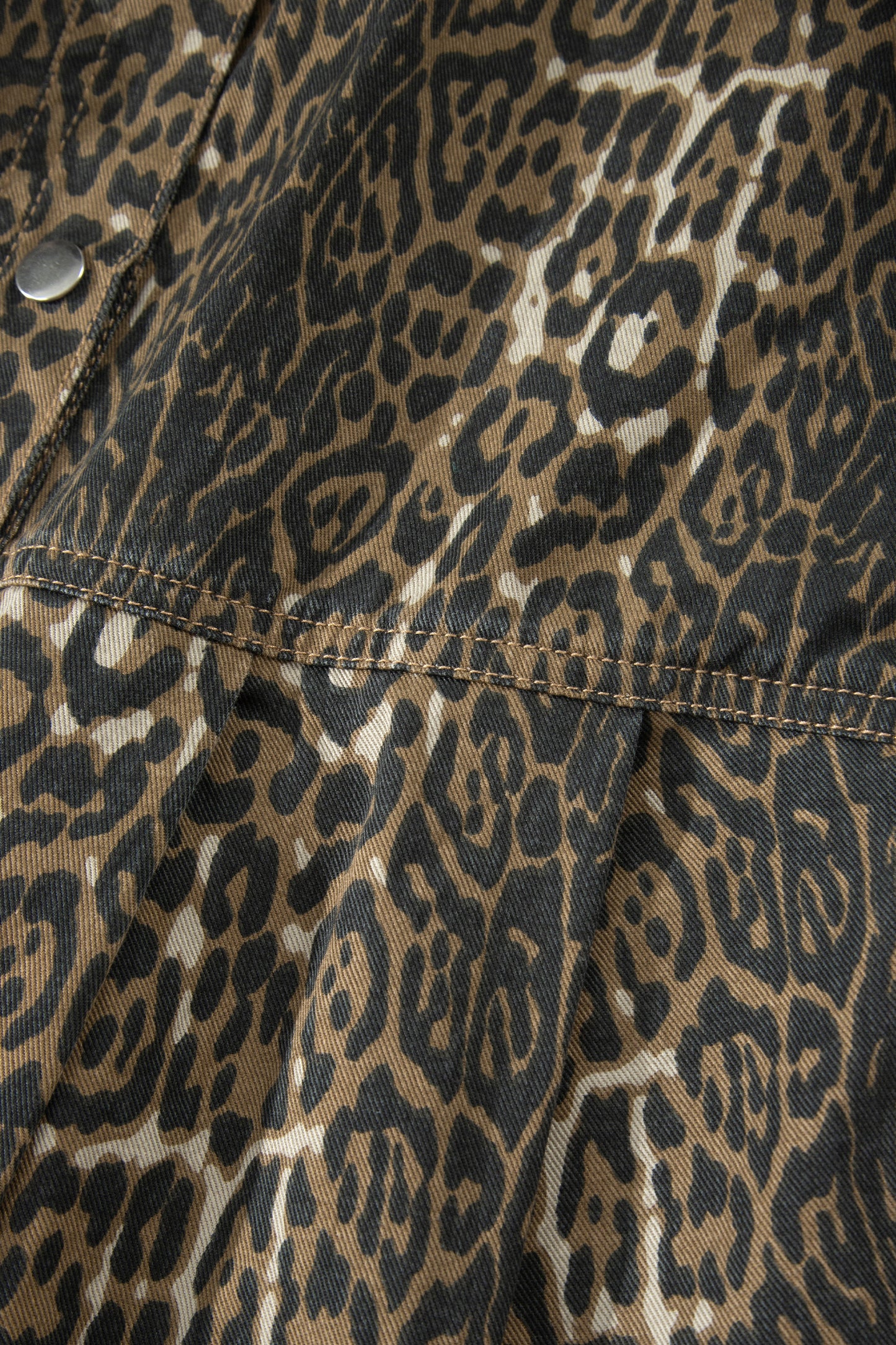 Gray Leopard Print Short Sleeve Pleated Denim Mini Dress-TOPS / DRESSES-[Adult]-[Female]-2022 Online Blue Zone Planet