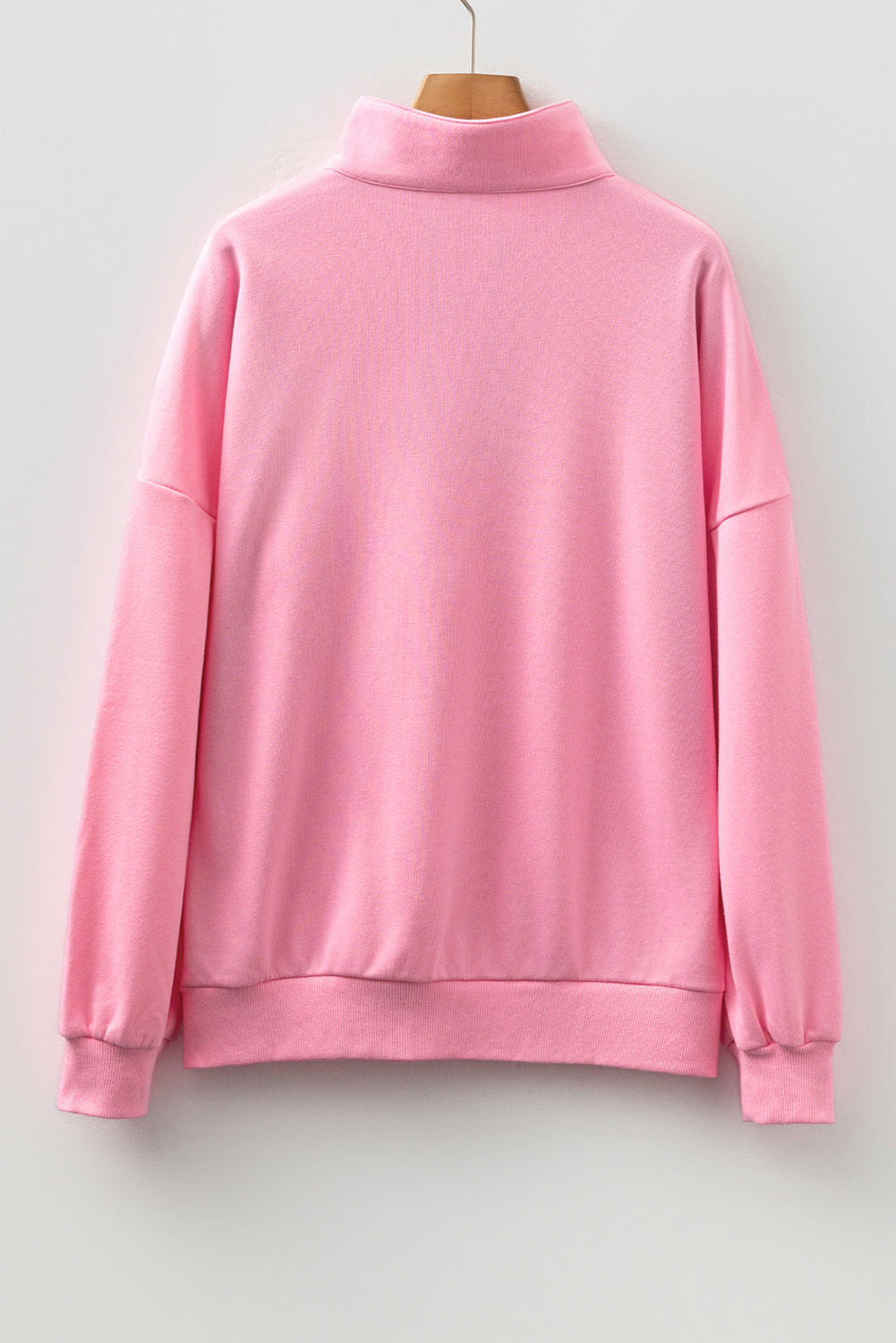 Sachet Pink Contrast Striped Patchwork Zip Collar Pullover Sweatshirt-Tops/Sweatshirts & Hoodies-[Adult]-[Female]-2022 Online Blue Zone Planet
