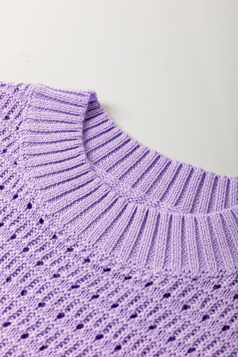 Lavendula Pointelle Knit Ribbed Trim Short Sleeve Sweater-TOPS / DRESSES-[Adult]-[Female]-2022 Online Blue Zone Planet