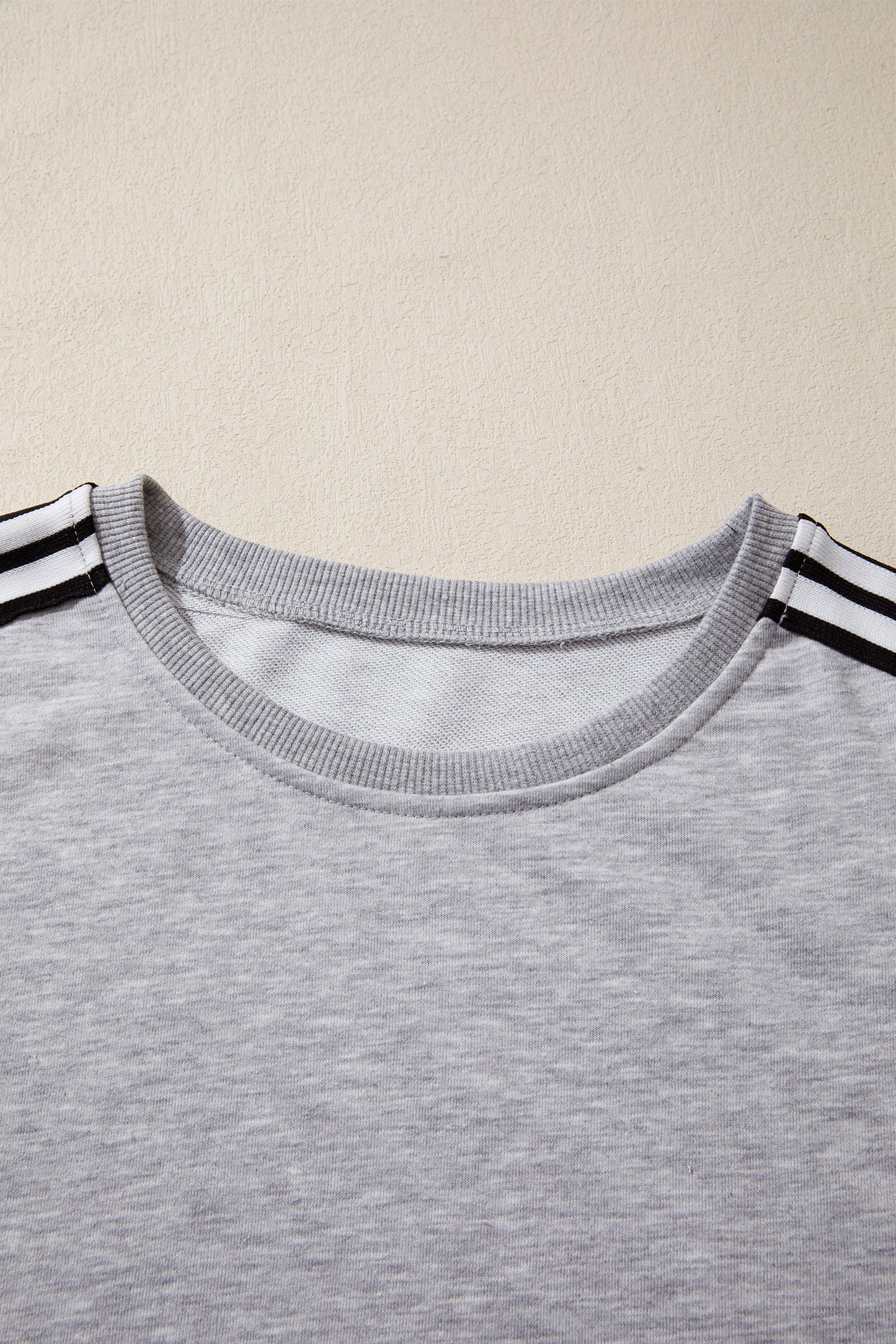Light Grey Patchwork Detail Raw Edge Oversize Tee-Tops/Tops & Tees-[Adult]-[Female]-2022 Online Blue Zone Planet
