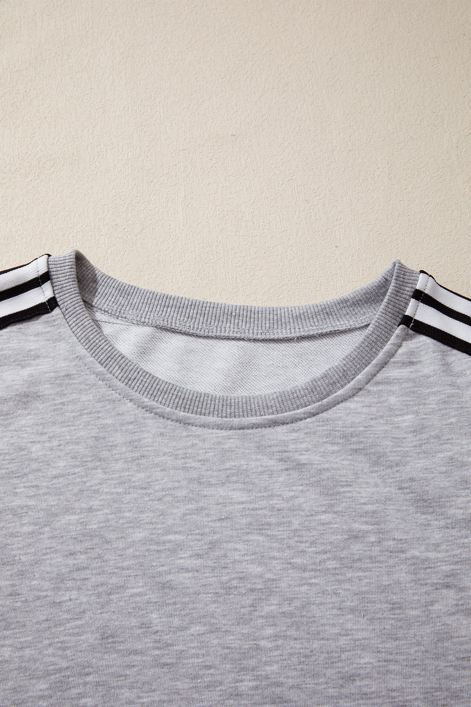 Light Grey Patchwork Detail Raw Edge Oversize Tee-Tops/Tops & Tees-[Adult]-[Female]-2022 Online Blue Zone Planet