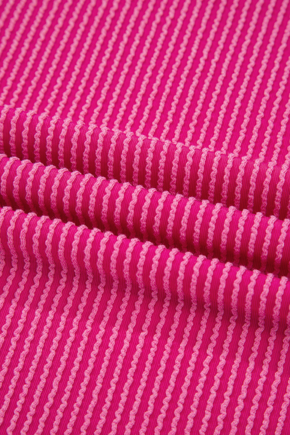 Rose Red 3D Spiral Ribbed Texture 2 Tones Patchwork Short Set-Two Piece Sets/Short Sets-[Adult]-[Female]-2022 Online Blue Zone Planet