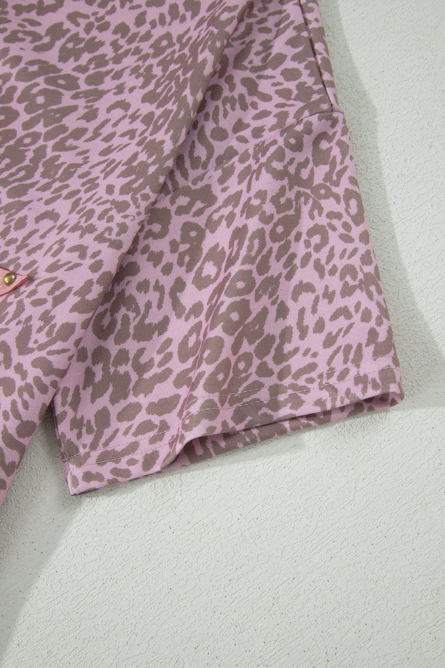 Khaki Leopard Retro Studded Star Patch Loose Tee-Tops/Tops & Tees-[Adult]-[Female]-2022 Online Blue Zone Planet