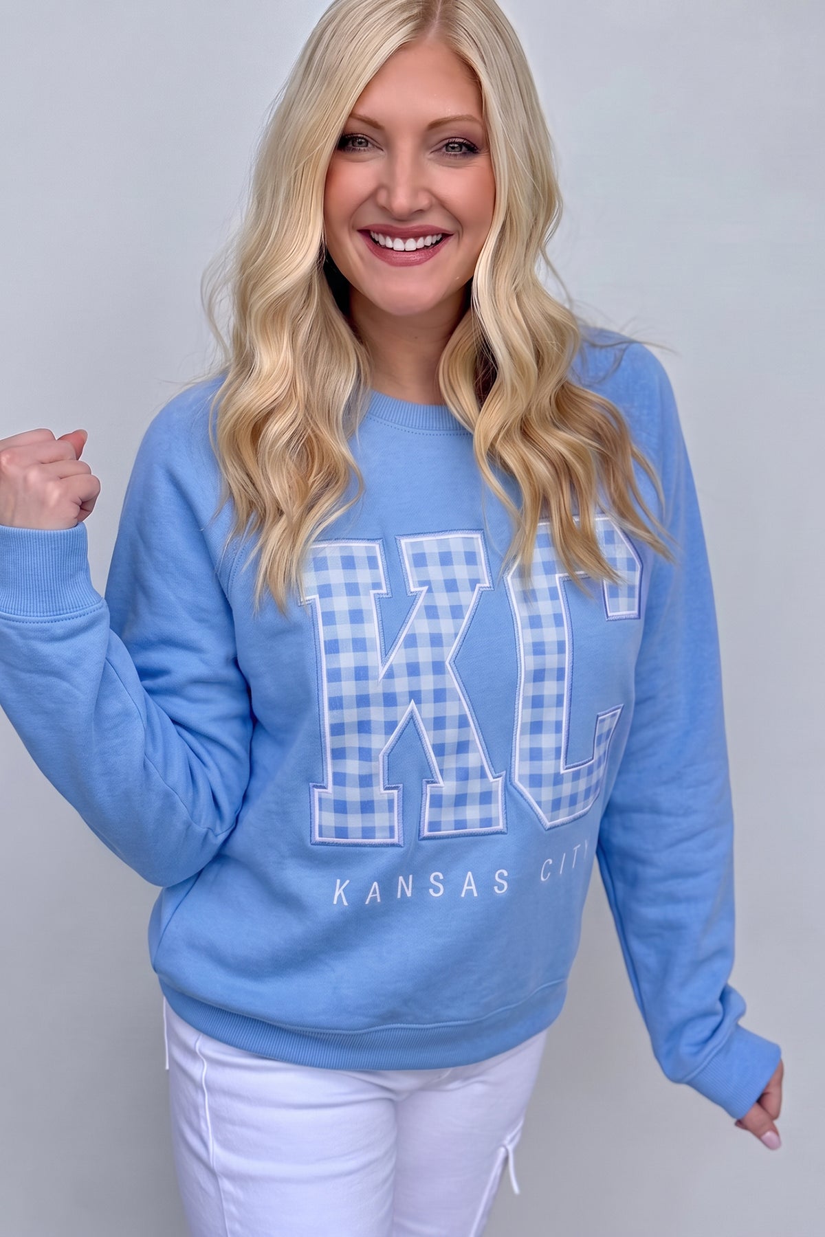 Dusk Blue Floral Letter Print Loose Fit Long Sleeve Round Neck Plus Size Sweatshirt