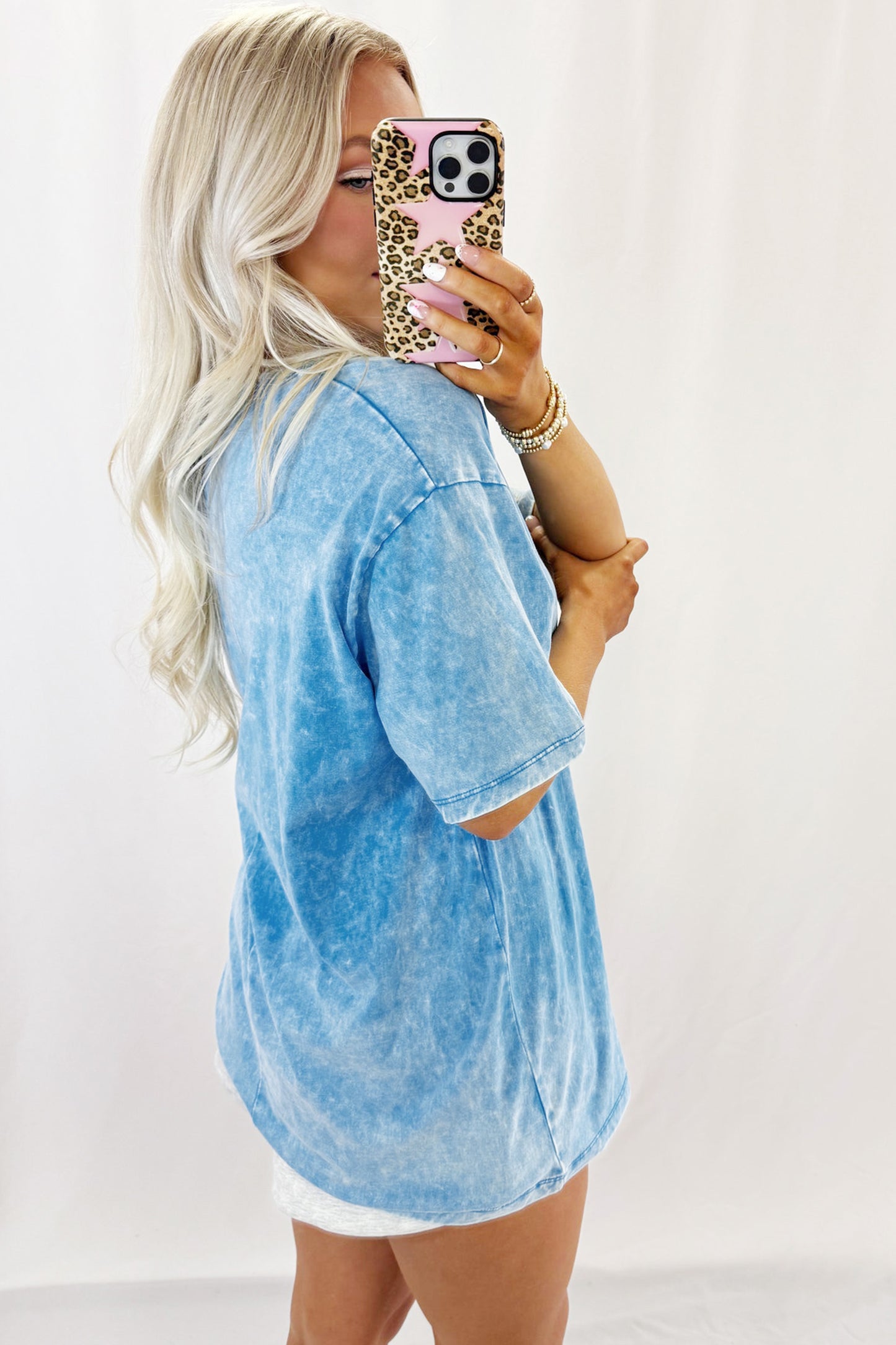 Blue Mineral Washed Oversized Tee-Tops/Tops & Tees-[Adult]-[Female]-2022 Online Blue Zone Planet