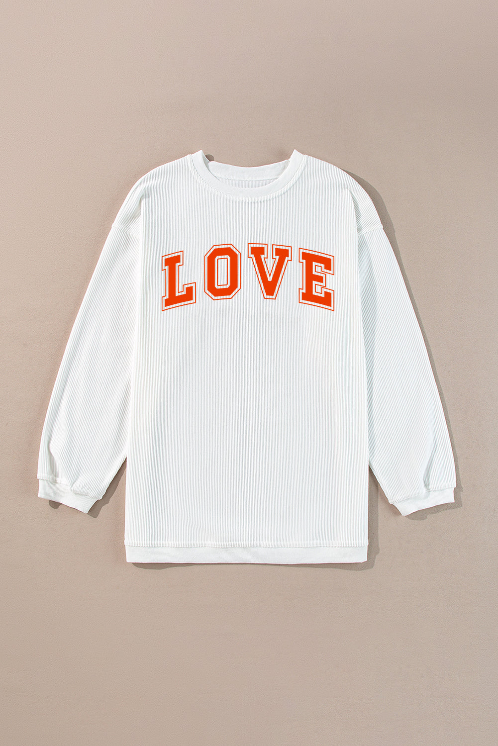 White LOVE Printed Crewneck Valentines Pullover Sweatshirt-Graphic Sweatshirts-[Adult]-[Female]-2022 Online Blue Zone Planet