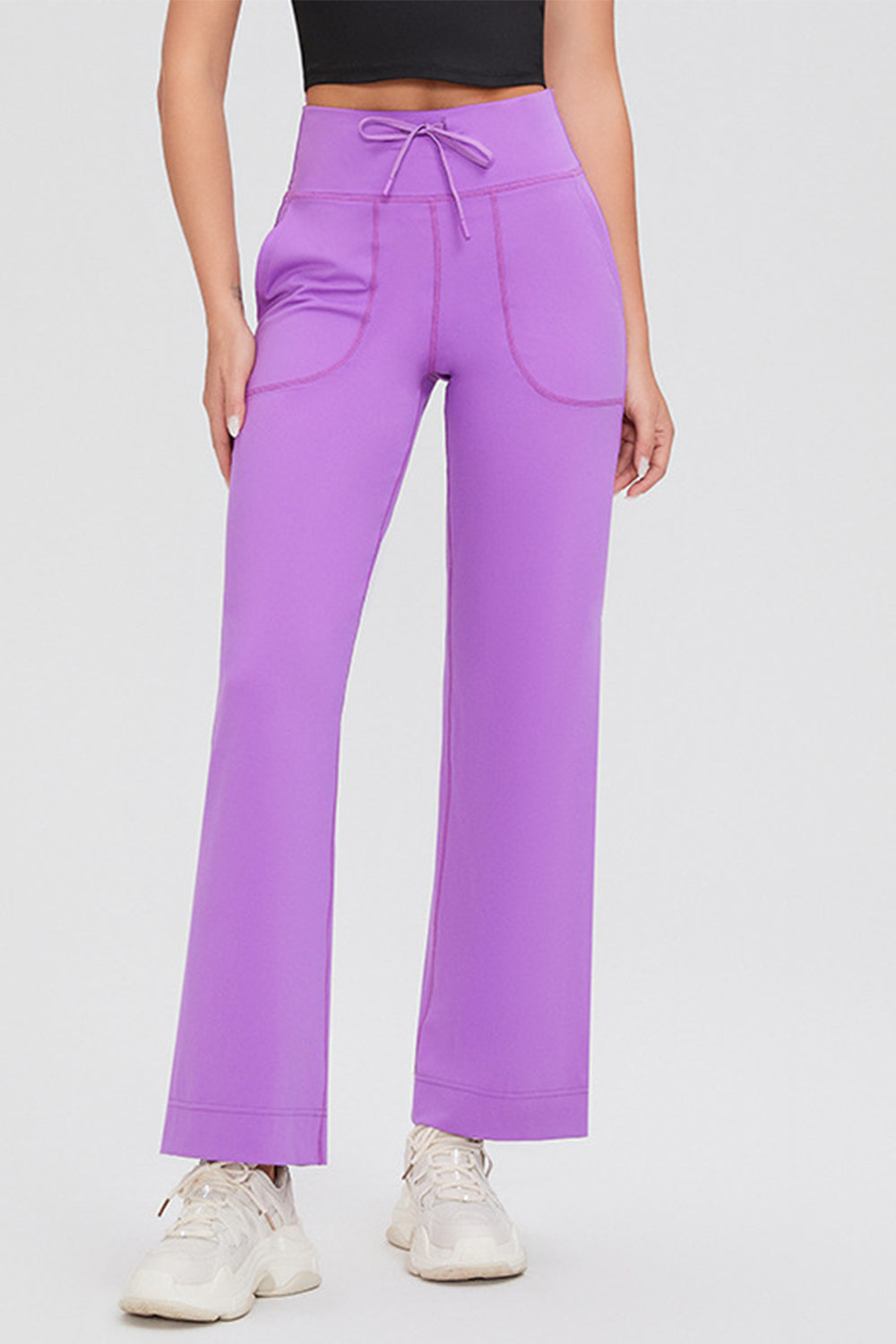 Basic Bae Full Size Drawstring High Waist Pants with Pockets-BOTTOMS SIZES SMALL MEDIUM LARGE-[Adult]-[Female]-Heliotrope Purple-S-2022 Online Blue Zone Planet