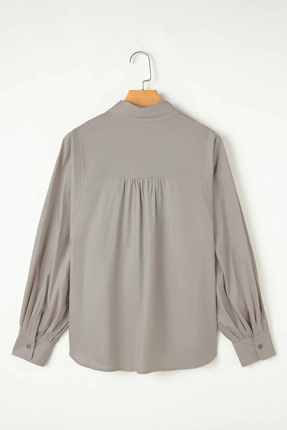 Blue Zone Planet | High Solid Color Balloon Sleeve Side Slits Loose Fit Shirt-Tops/Blouses & Shirts-[Adult]-[Female]-2022 Online Blue Zone Planet
