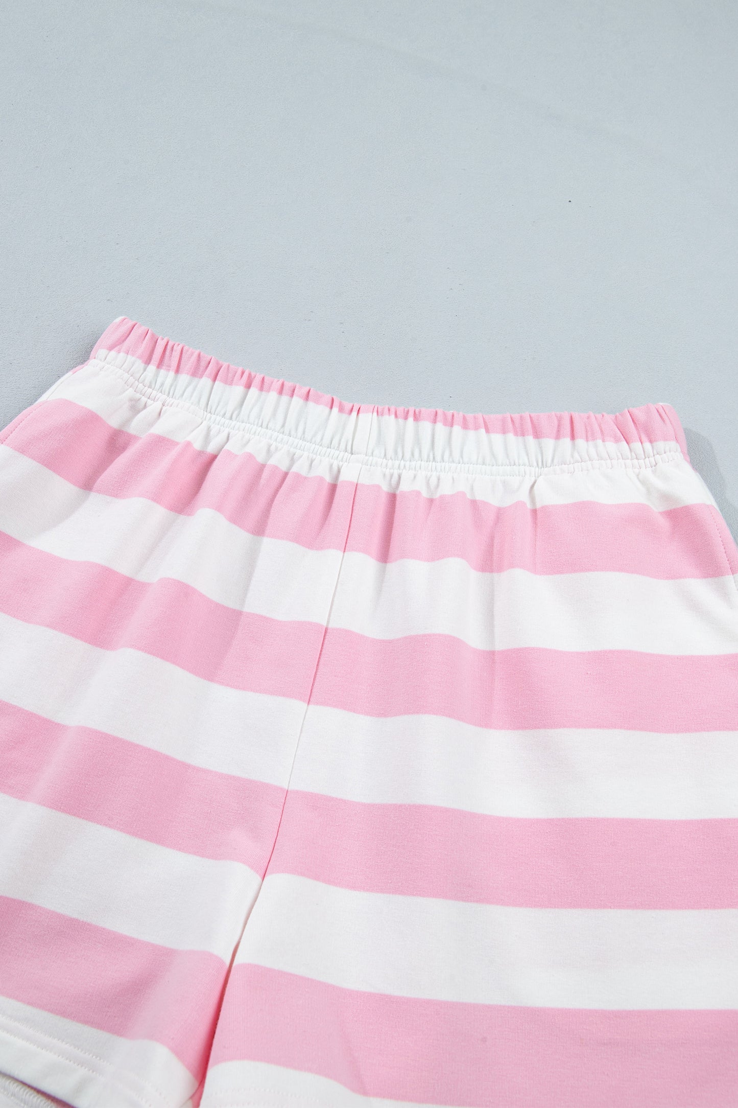 Pink Stripe Patchwork Zipper Pullover Elastic Waist Shorts 2pcs Set-Two Piece Sets/Short Sets-[Adult]-[Female]-2022 Online Blue Zone Planet