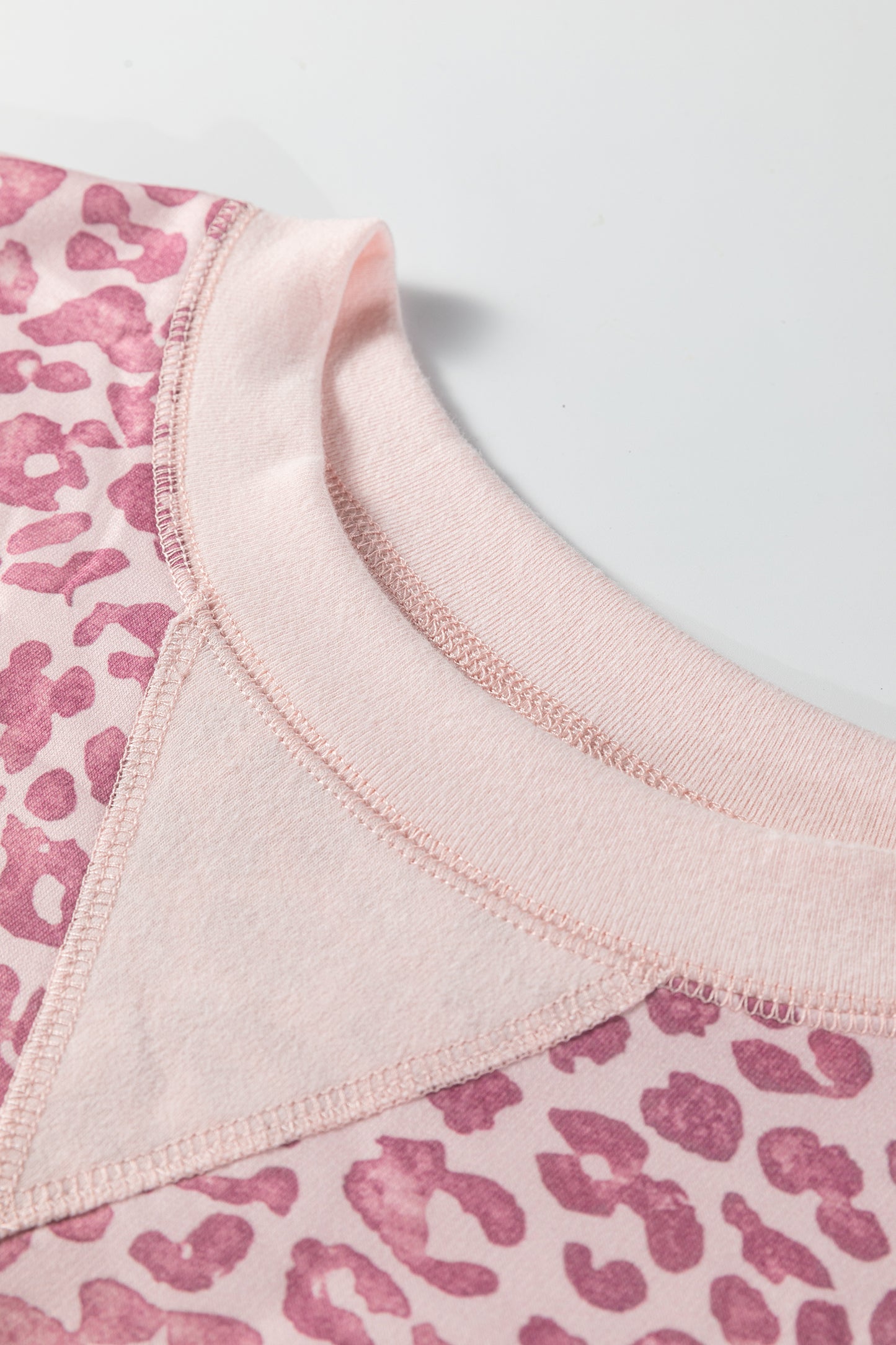 Pink Leopard Print Patchwork Crew Neck Sweatshirt-Tops/Sweatshirts & Hoodies-[Adult]-[Female]-2022 Online Blue Zone Planet