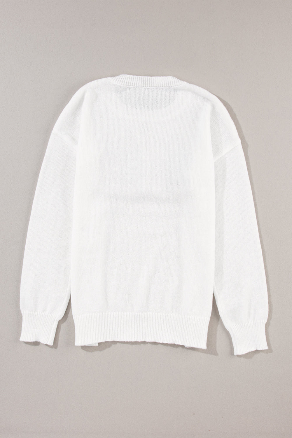 White Glitter Merry & Bright Round Neck Knit Sweater-Sweaters-[Adult]-[Female]-2022 Online Blue Zone Planet