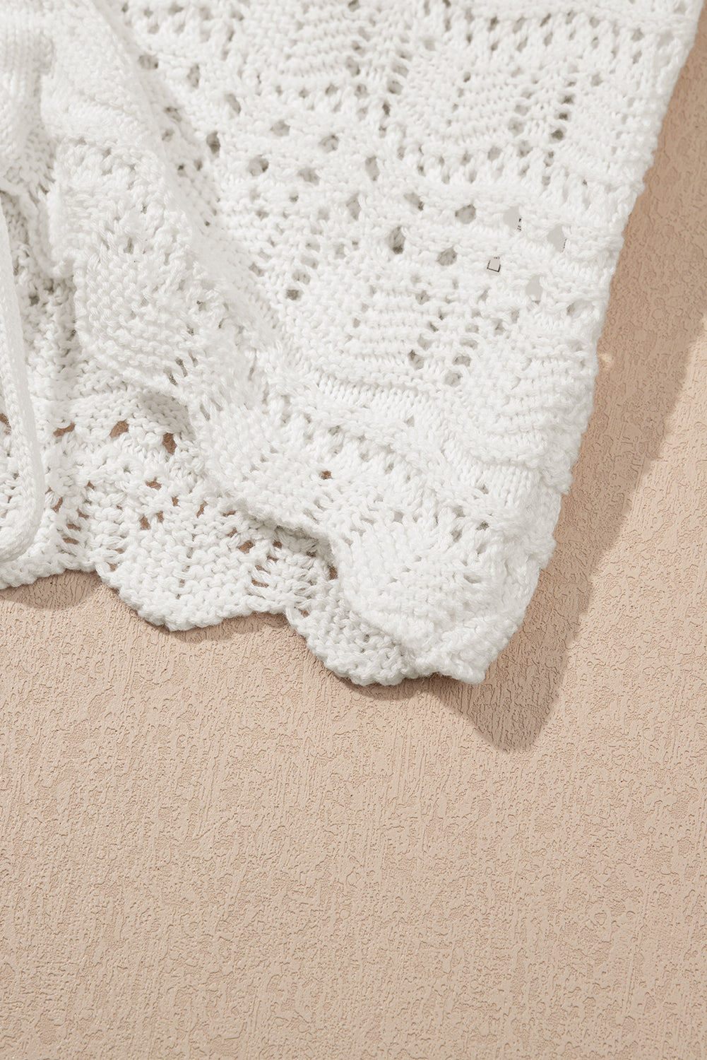 Beige Trendy Hollowed Knit V Neck Drawstring Sweater Vest-TOPS / DRESSES-[Adult]-[Female]-2022 Online Blue Zone Planet