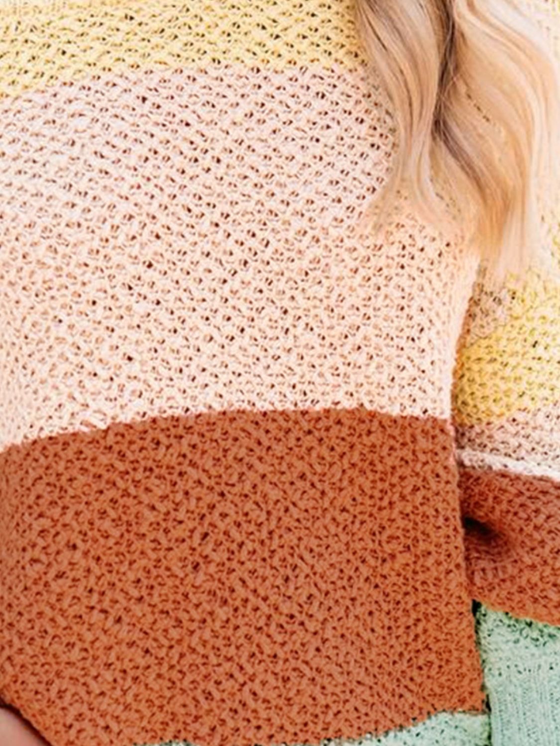Color Block Round Neck Long Sleeve Sweater-TOPS / DRESSES-[Adult]-[Female]-2022 Online Blue Zone Planet