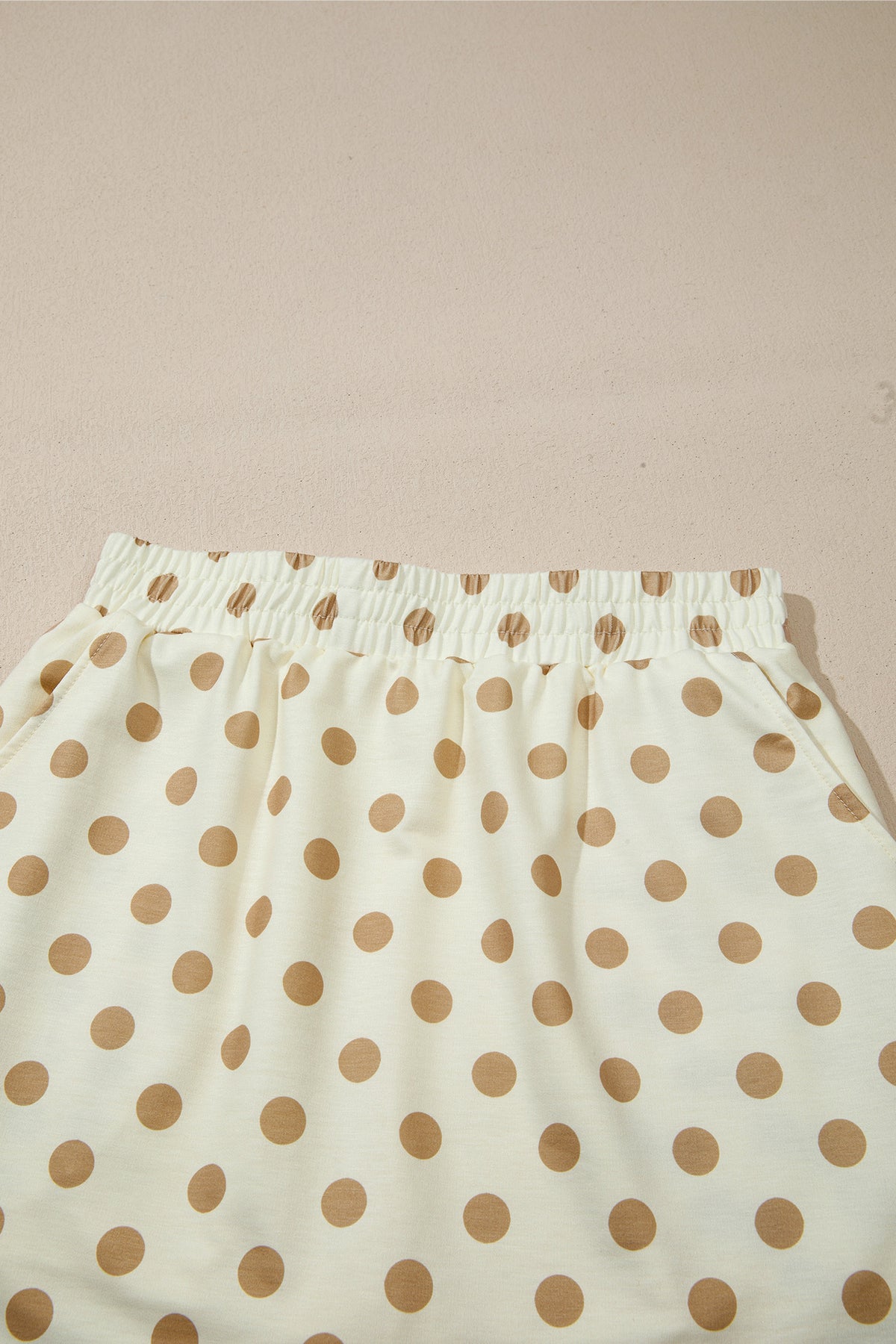 Khaki Polka Dot Hooded Long Sleeve Top Casual Mini Skort Set