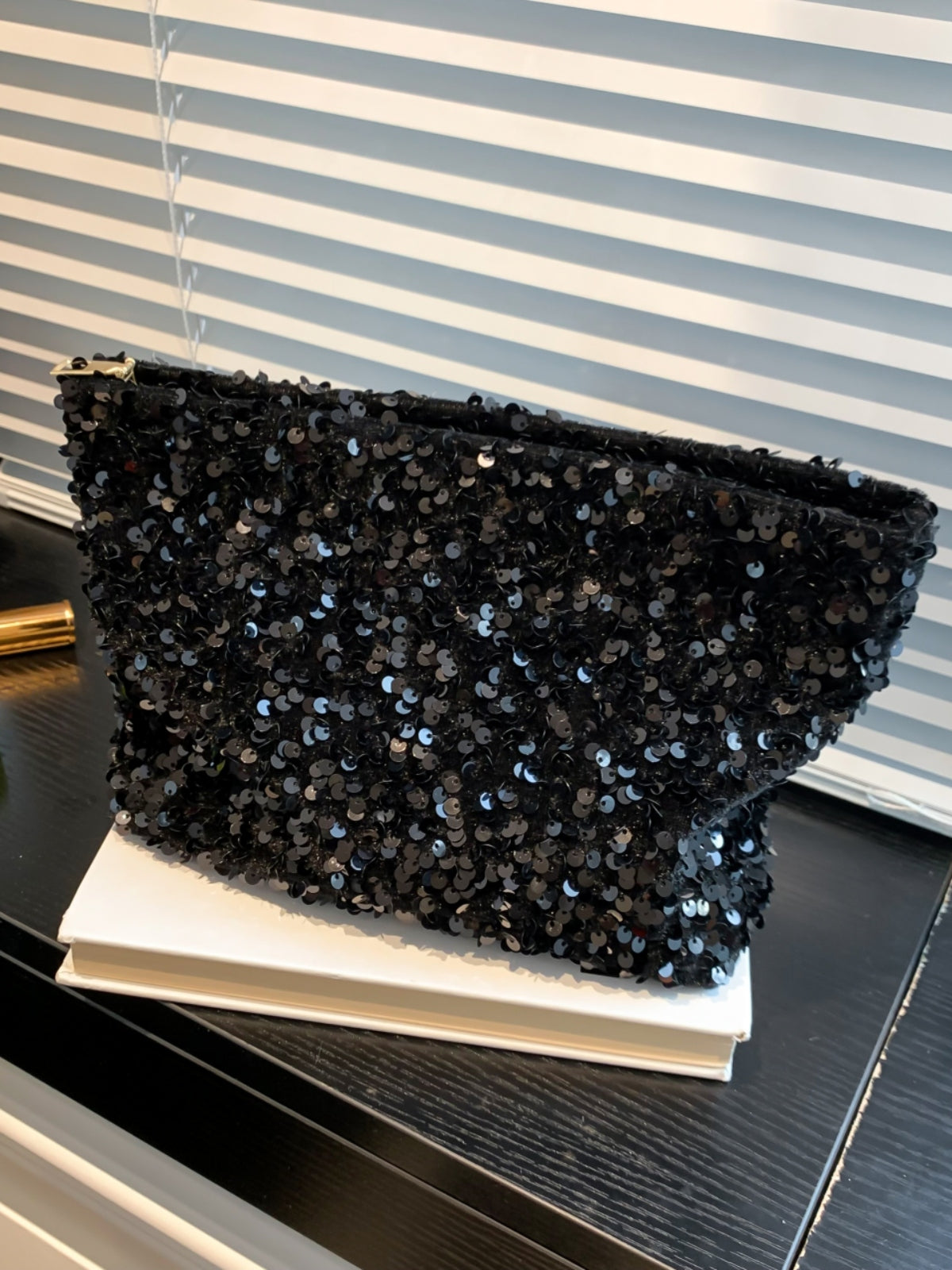 Sequin Clutch with Zipper-HANDBAGS-[Adult]-[Female]-2022 Online Blue Zone Planet