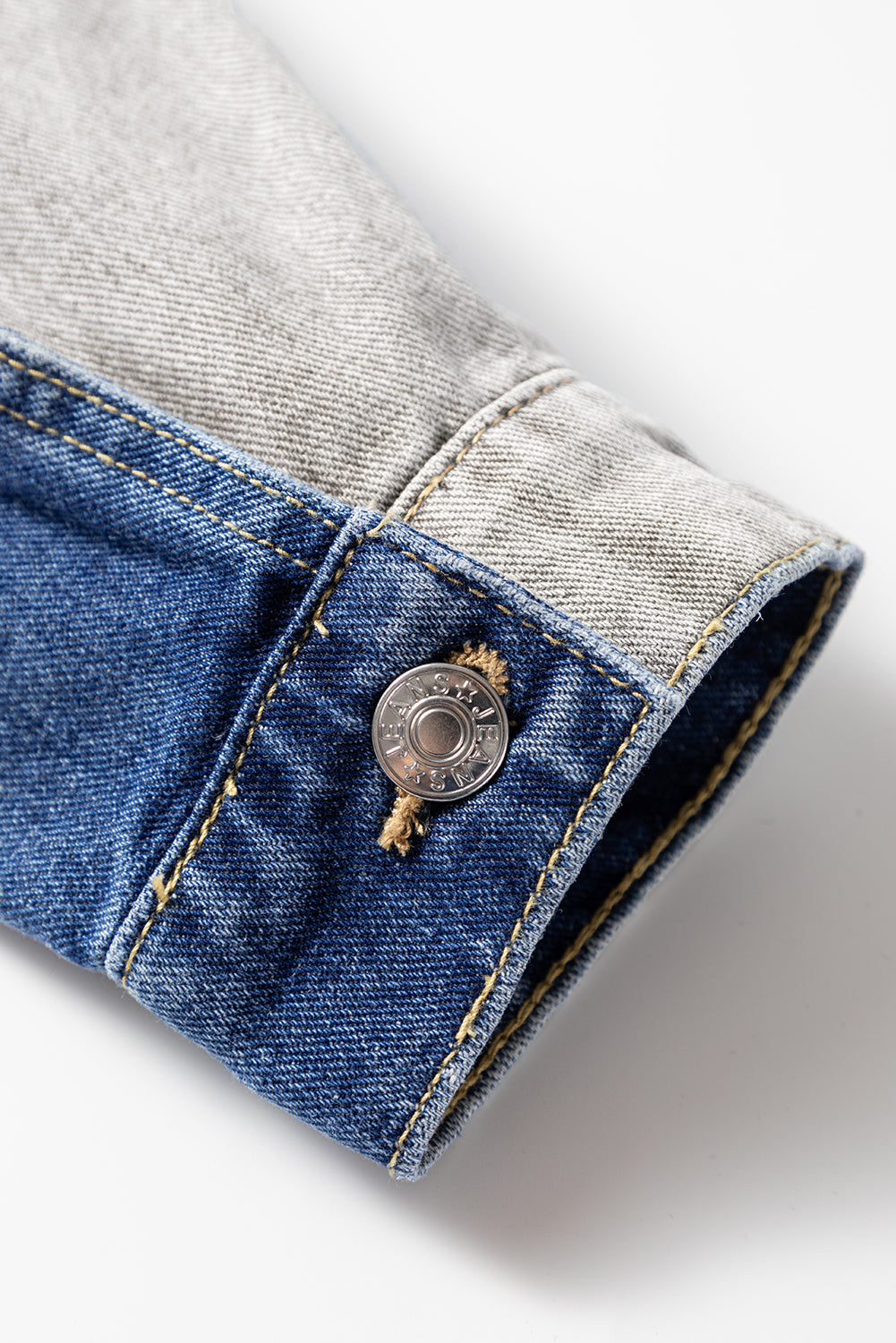 Dusk Blue Color Block Patchwork Flap Detail Distress Denim Jacket-Outerwear/Denim jackets-[Adult]-[Female]-2022 Online Blue Zone Planet