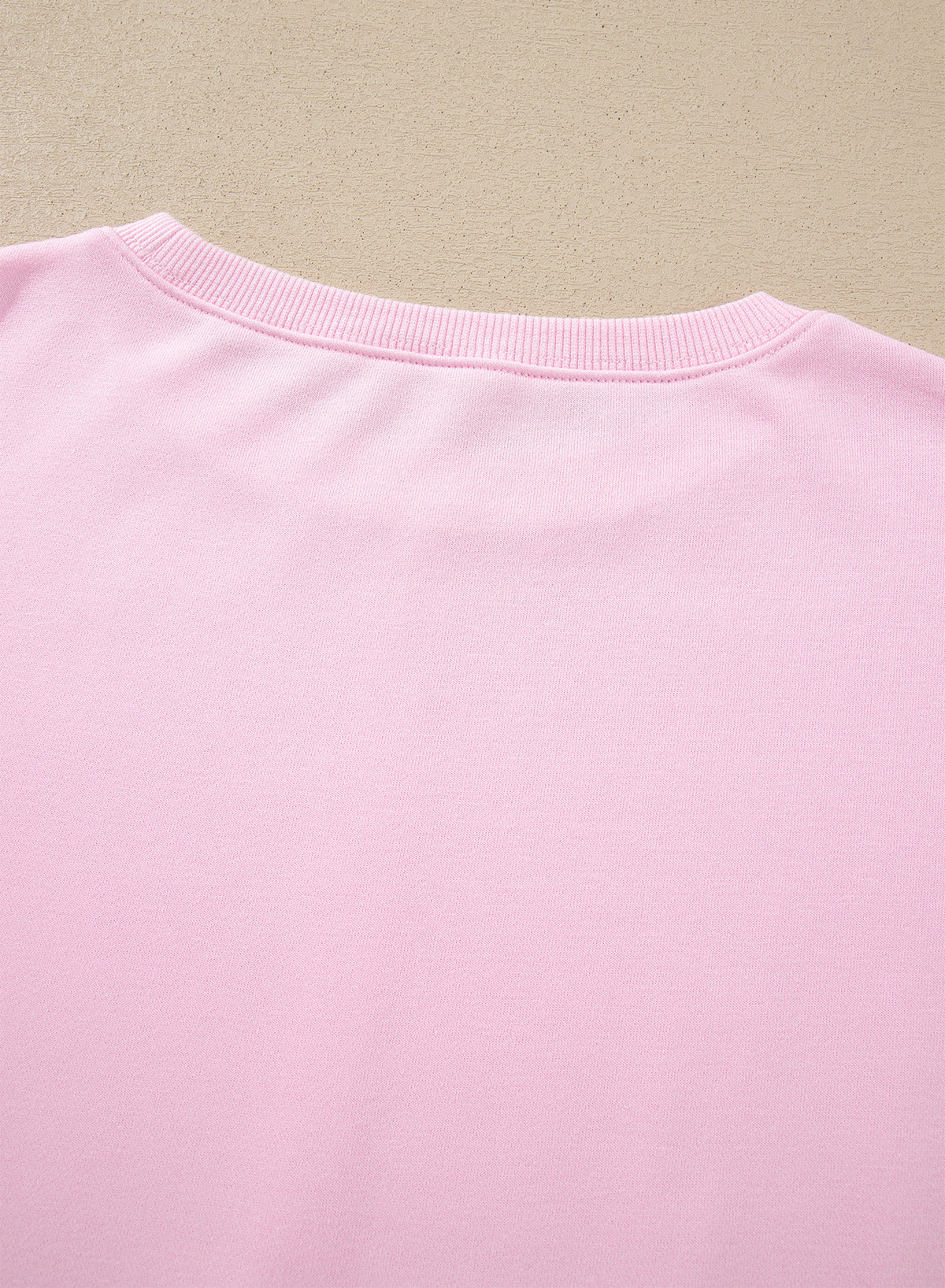Pink Solid Color Raw Seam Lace Detail Loose Casual Sweatshirt-Tops/Sweatshirts & Hoodies-[Adult]-[Female]-2022 Online Blue Zone Planet